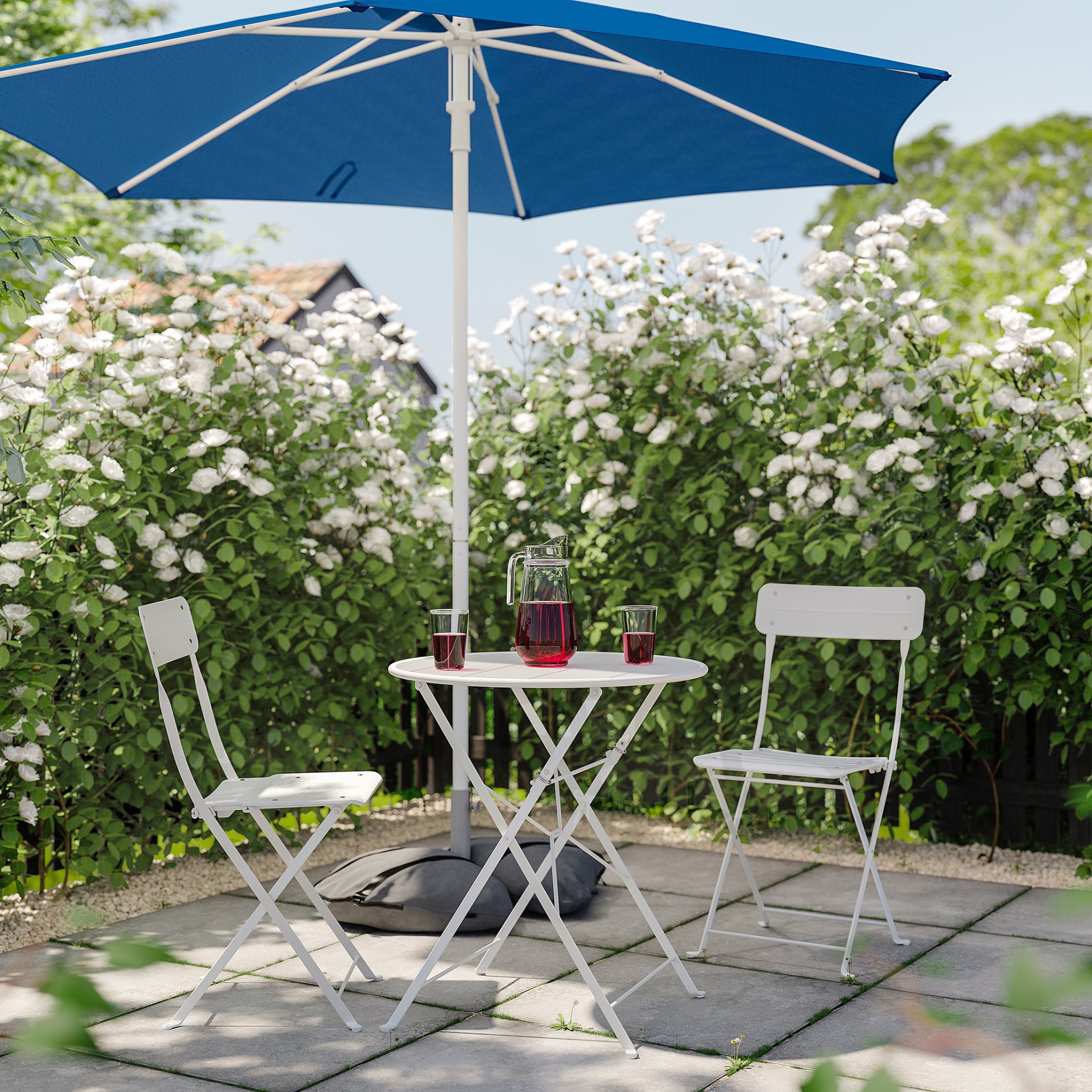 HÖGÖN/IGGÖN, parasol with base, 270 cm, 495.762.08