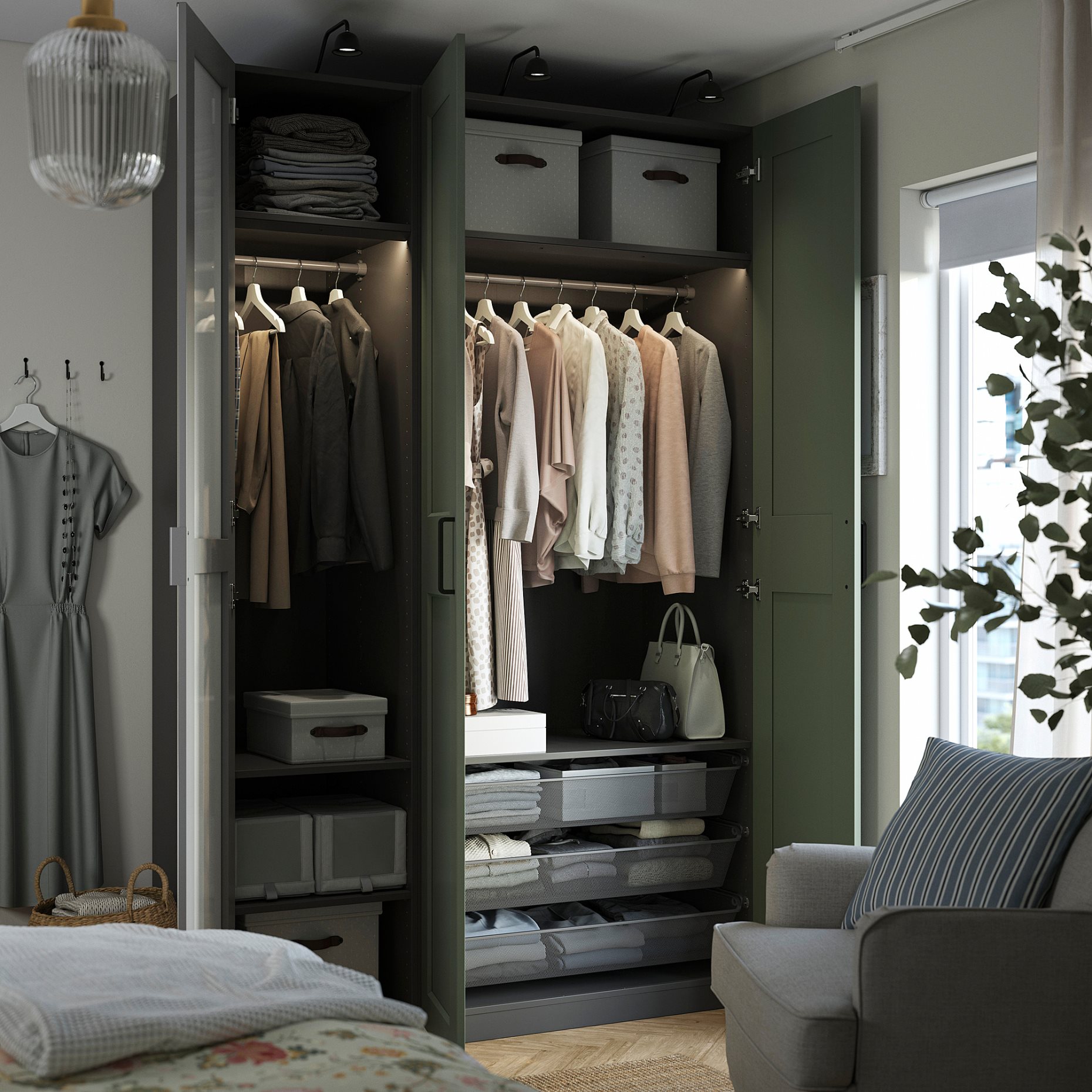 KNOXHULT, wardrobe combination, 150x60x236 cm, 495.792.64