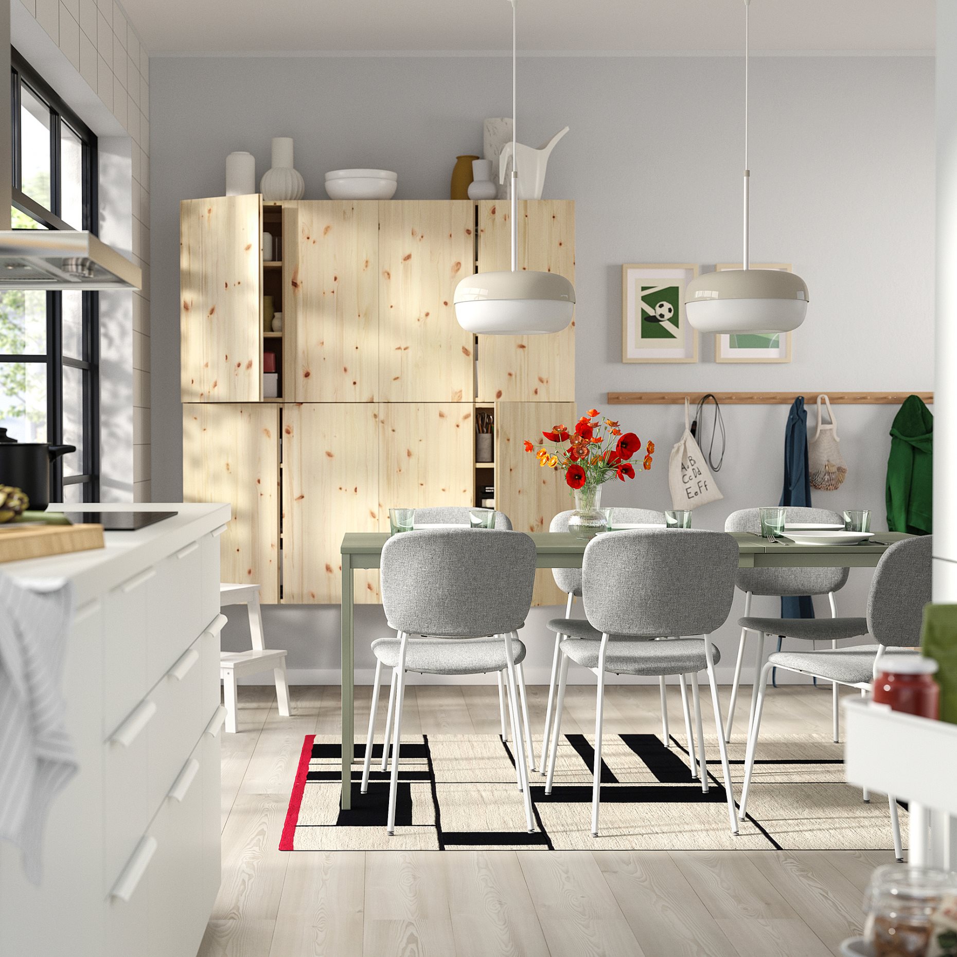 VIHALS, table and 6 chairs, 120/180x74 cm, 495.899.65