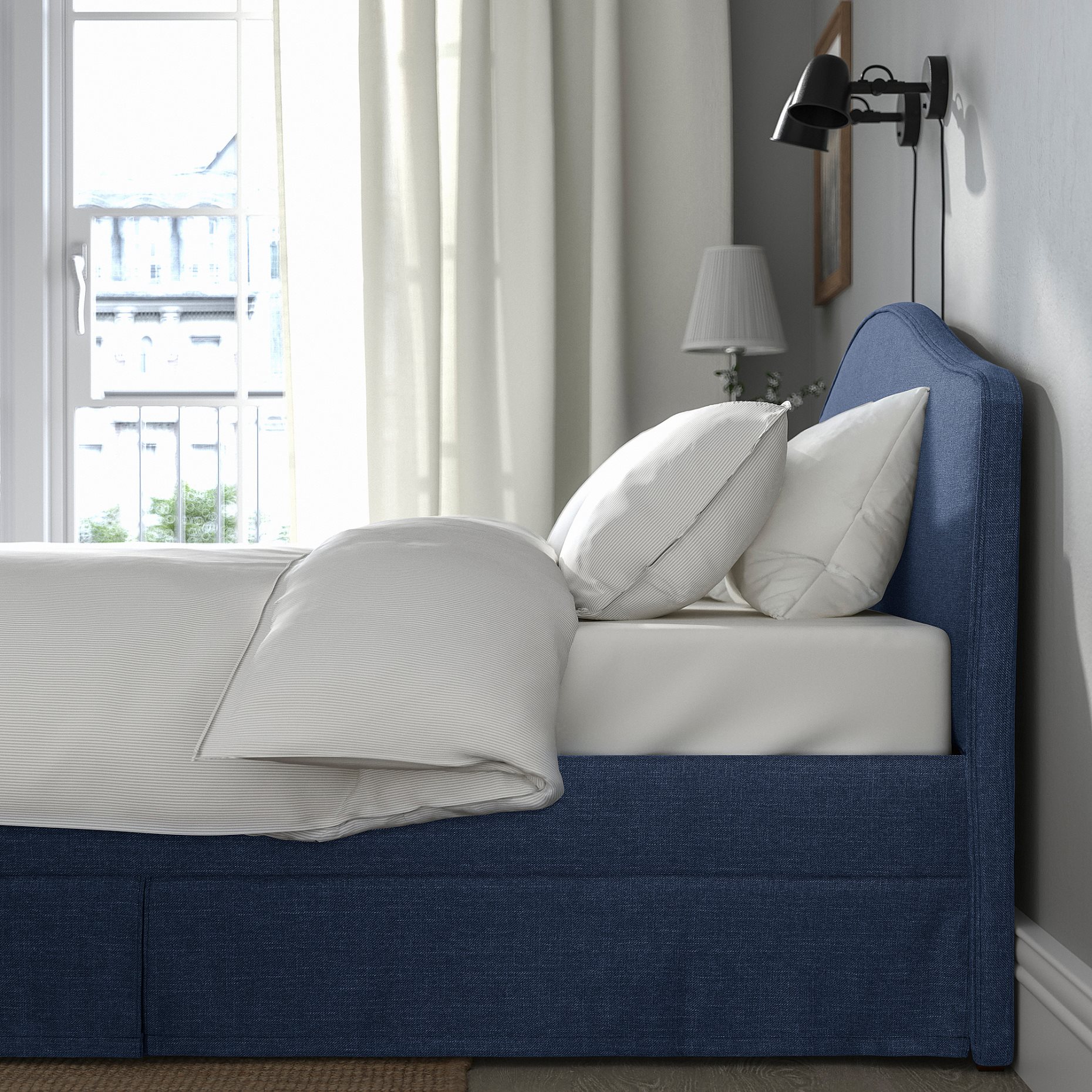RAMNEFJALL, upholstered bed frame, 140x200 cm, 496.074.84