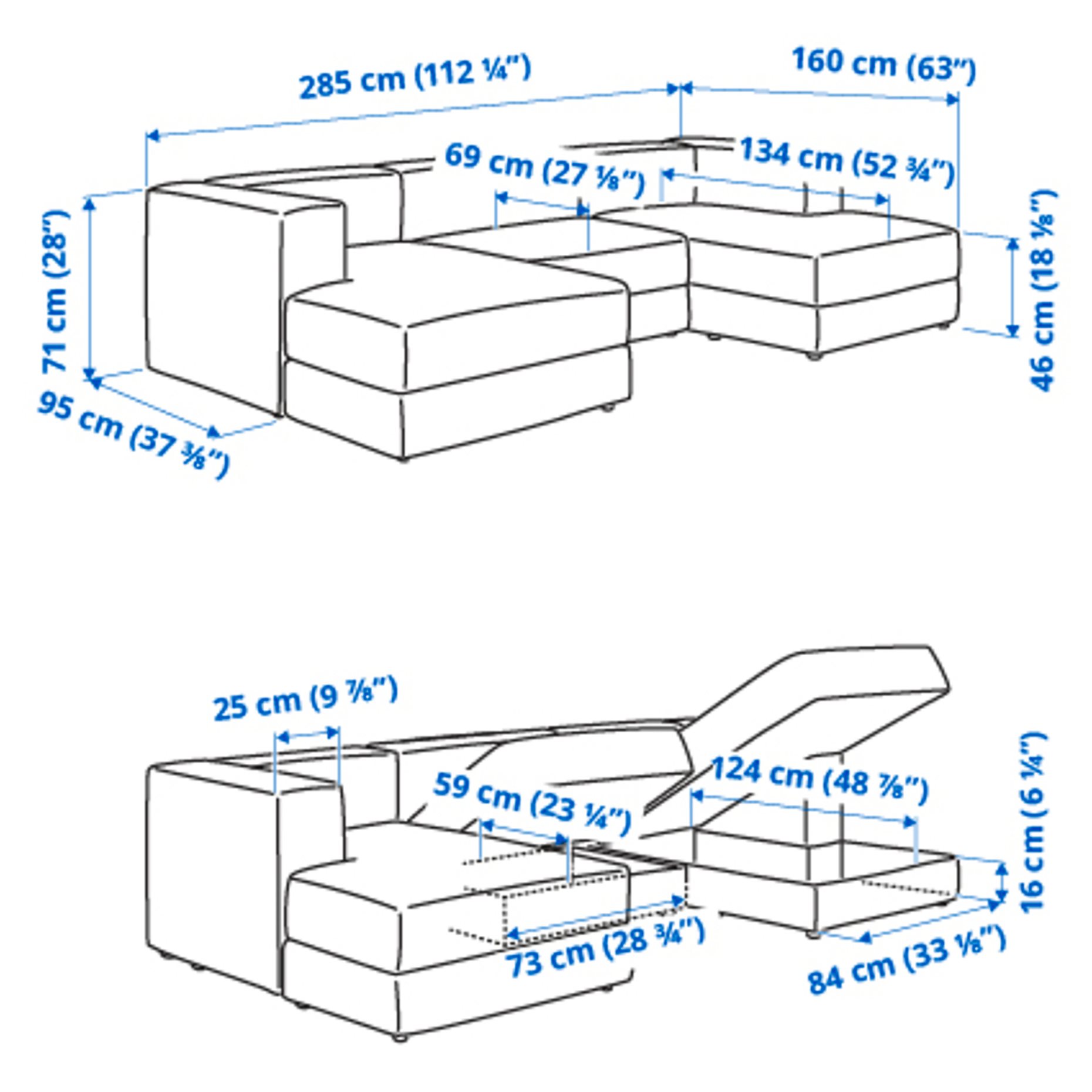JÄTTEBO, 3,5 θέσιος πολυμορφικός καναπές με σεζλόνγκ/μπράτσα, 496.076.48