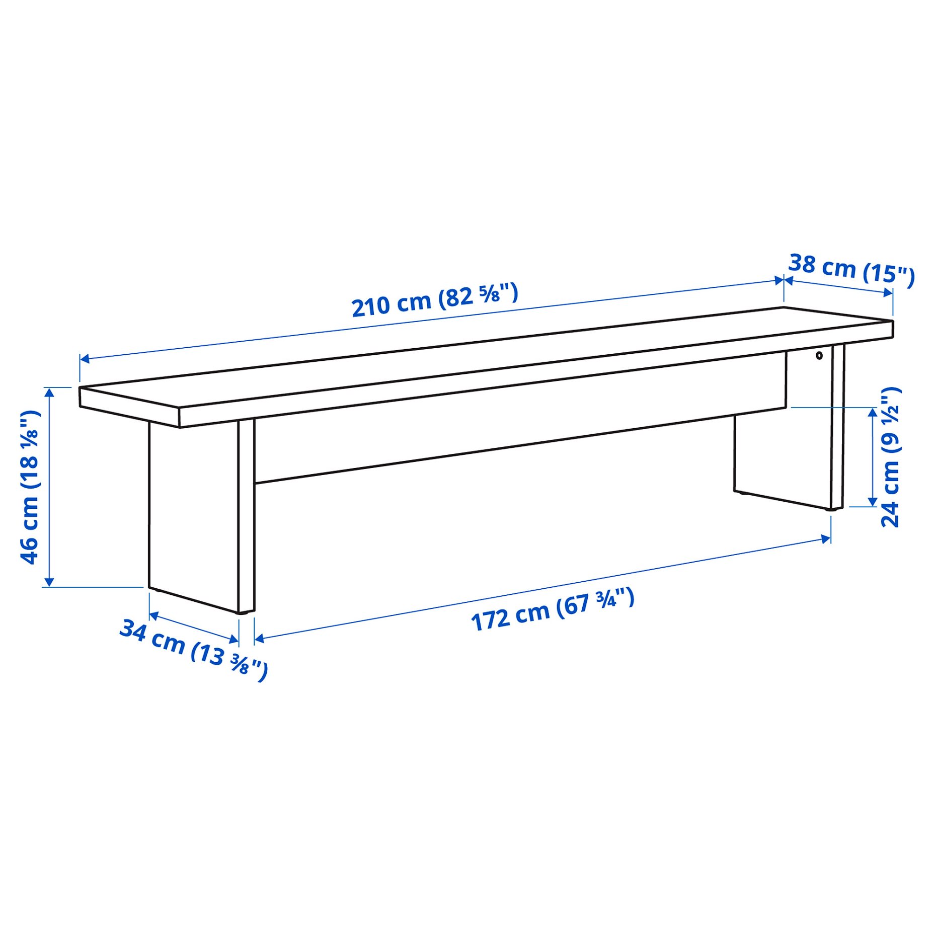 BERGSHYTTAN, table and 2 benches, 240x93 cm, 496.084.12