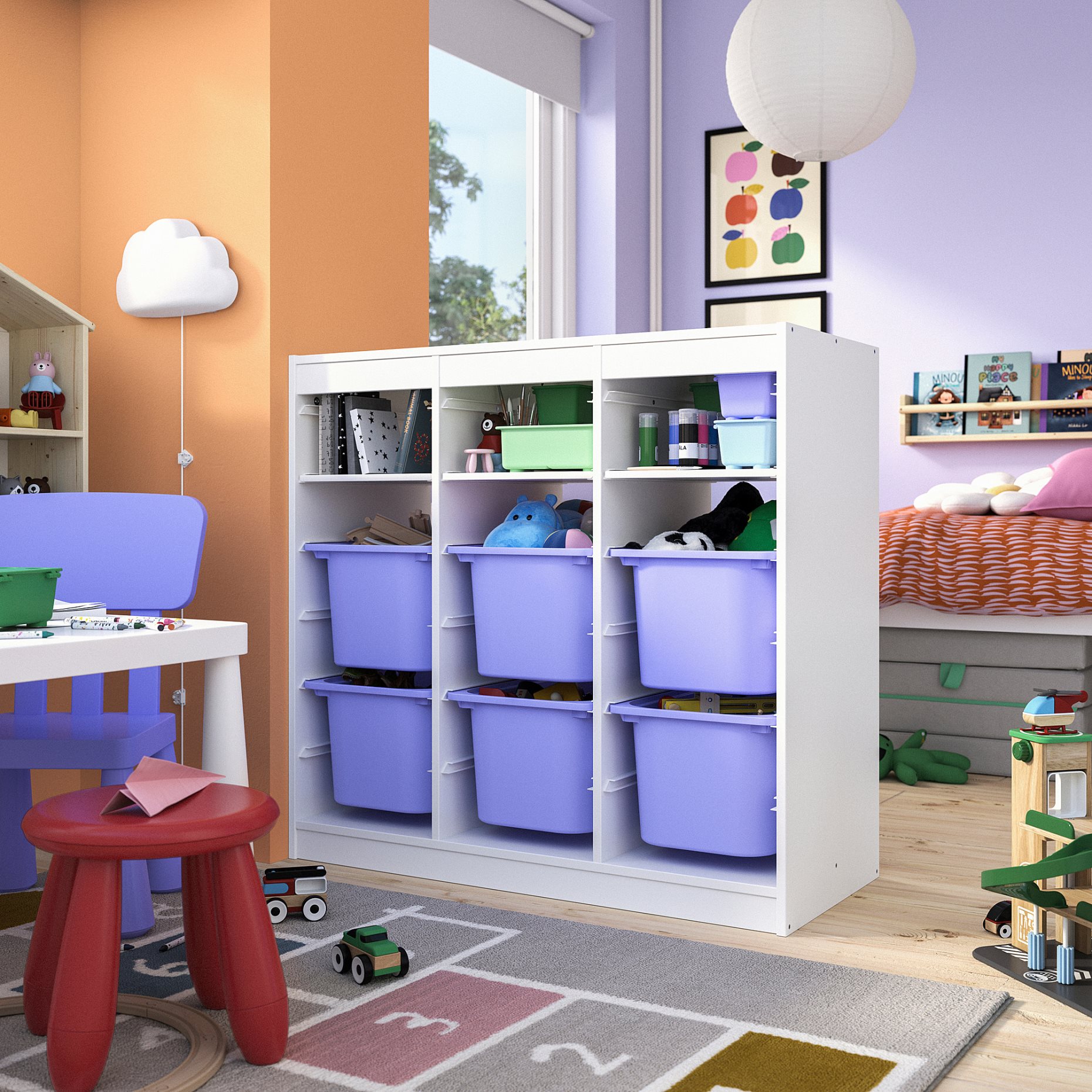 TROFAST, storage combination room divider with shelves and boxes, 93x44x91 cm, 496.131.35