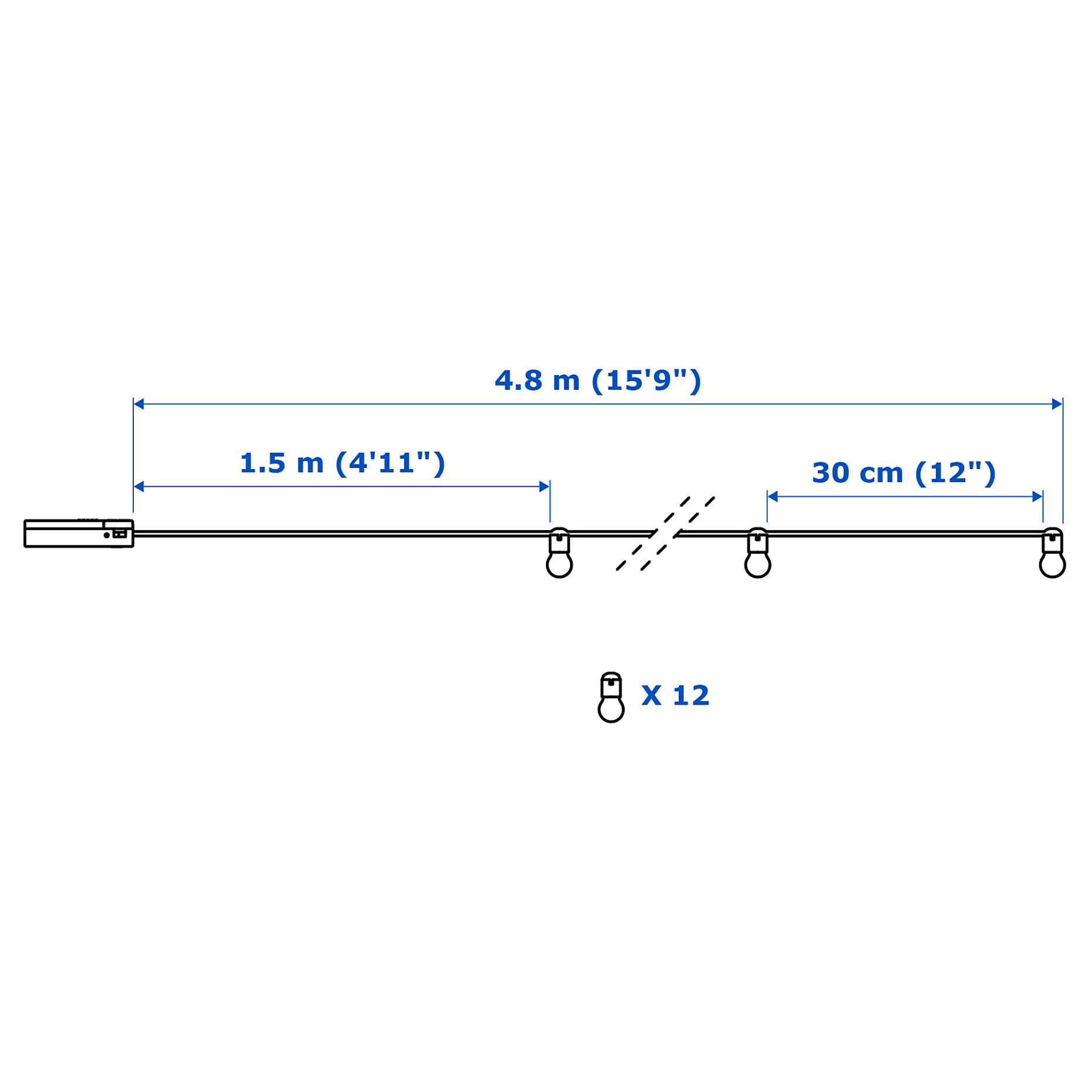 BLÖTSNÖ, LED lighting chain 12 light indoor battery-op, 504.015.09