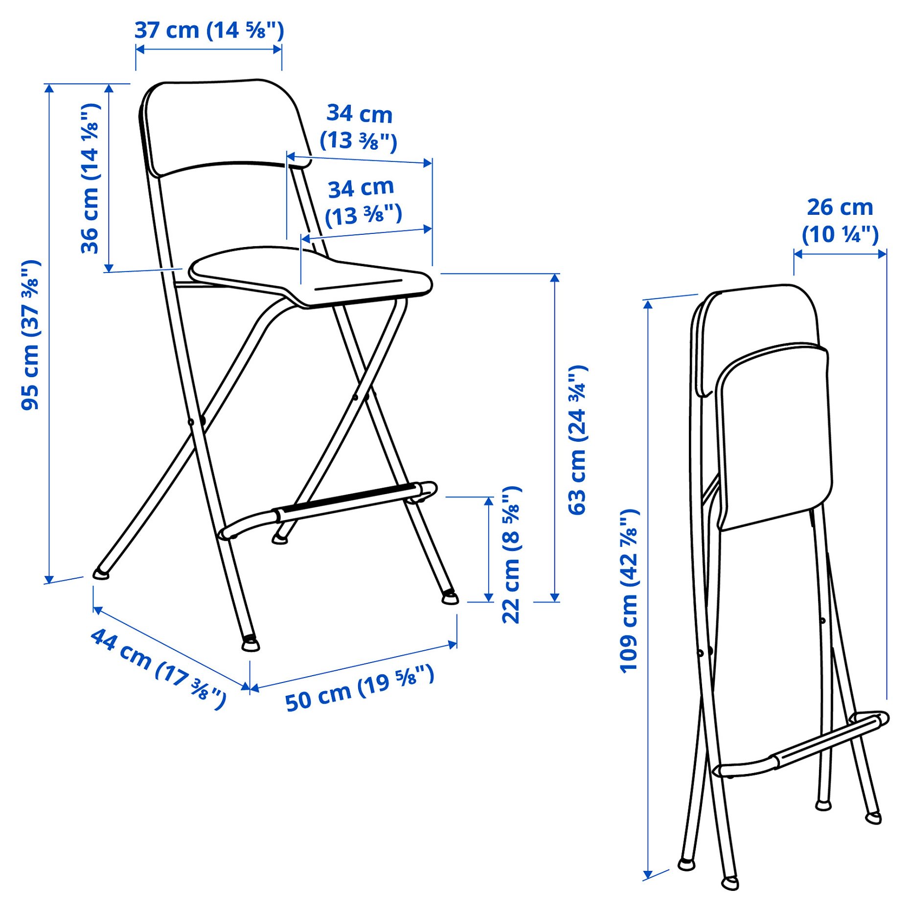 FRANKLIN, bar stool with backrest, foldable, 504.064.65