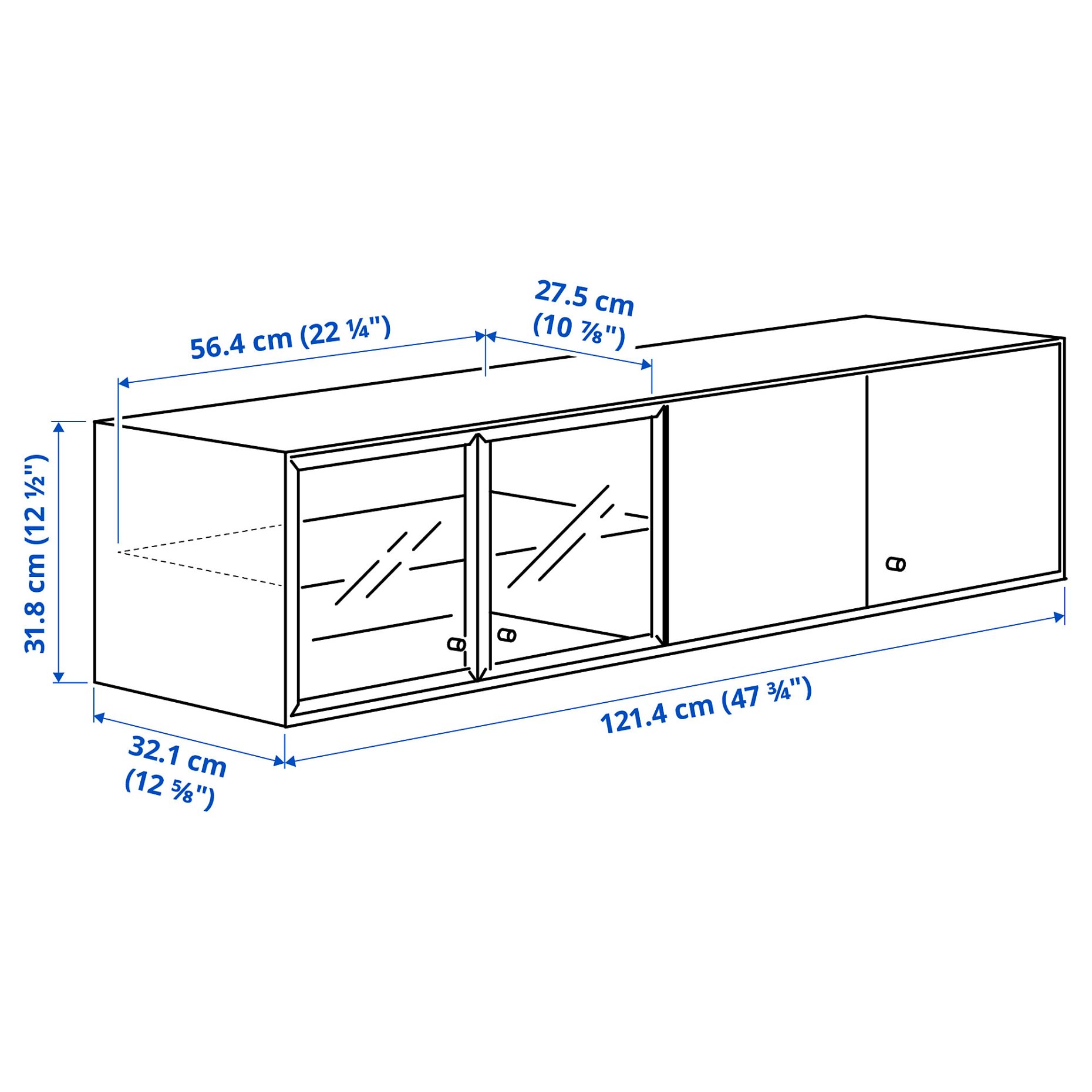 BOASTAD, ράφι τοίχου, 121x32 cm, 505.277.83