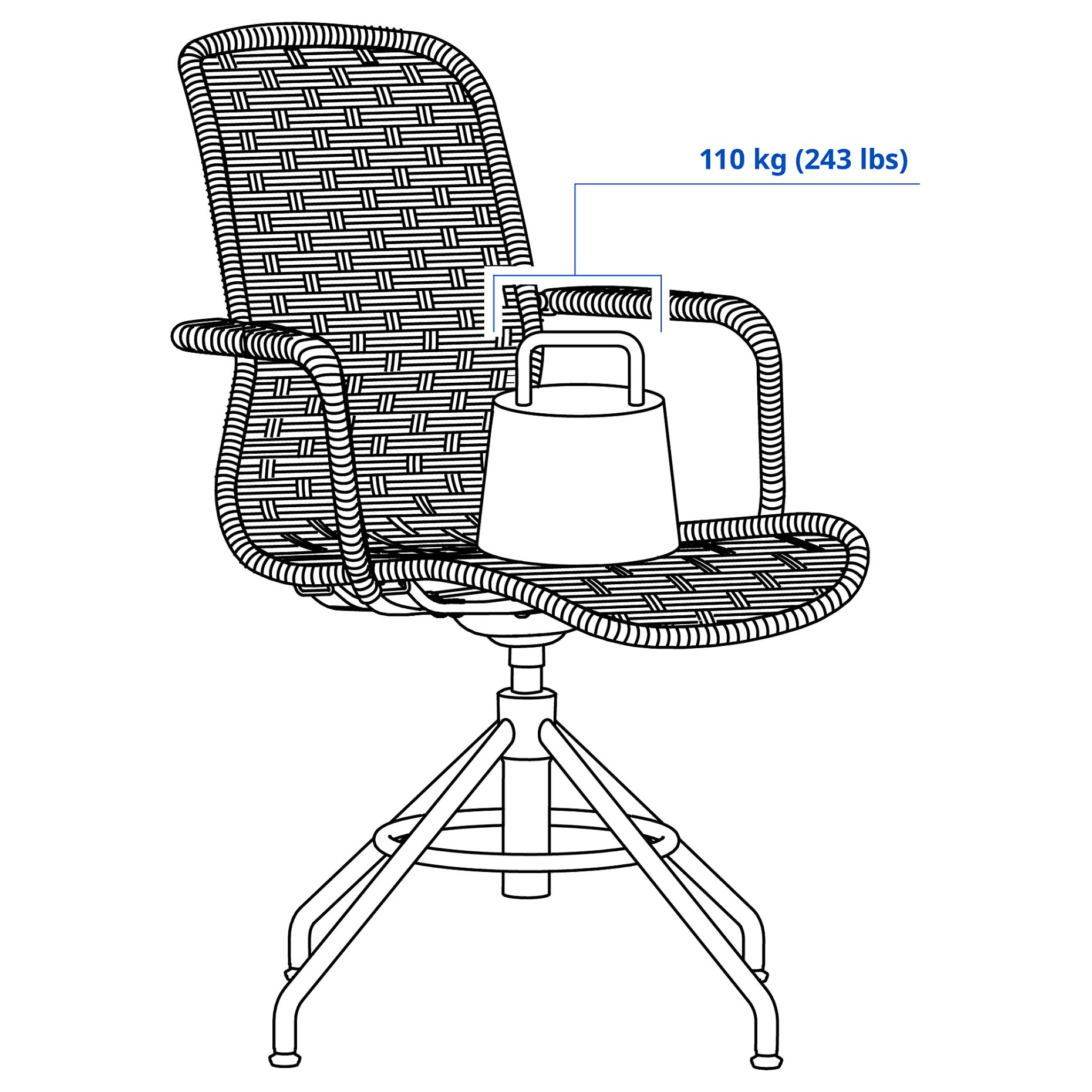 STIGBYGEL, swivel chair with armrests, 505.564.31