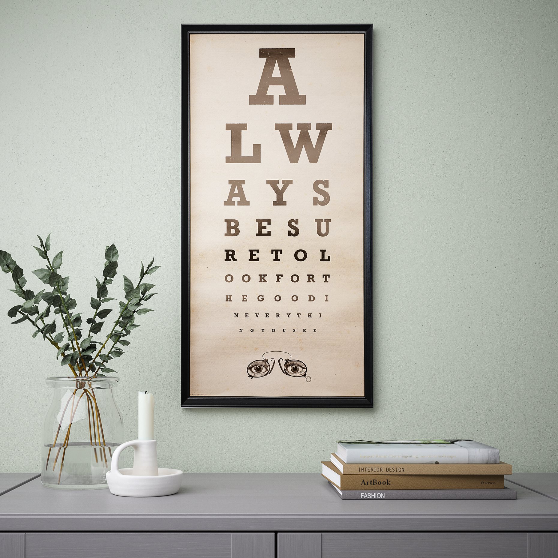 KNOPPÄNG, κορνίζα με πόστερ/Να βλέπεις το καλό, 35x70 cm, 505.607.01