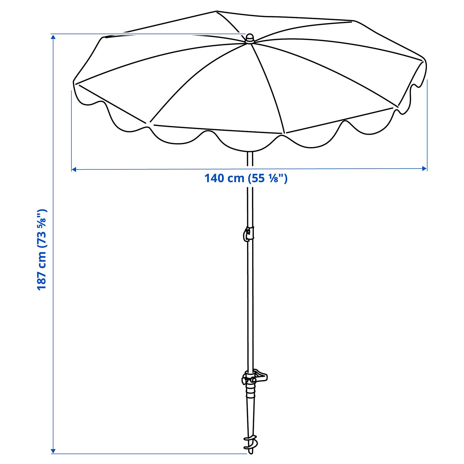 STRANDÖN, parasol, 140 cm, 505.911.04