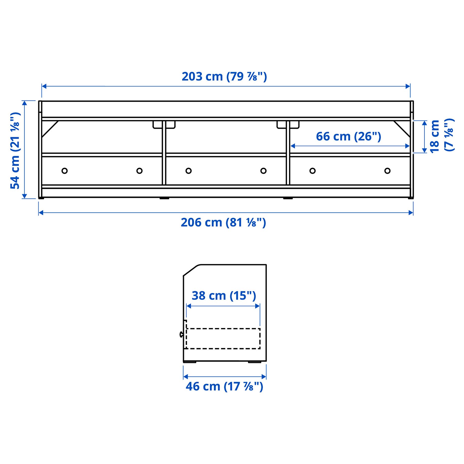 HAUGA, TV bench, 206x46x54 cm, 505.933.82