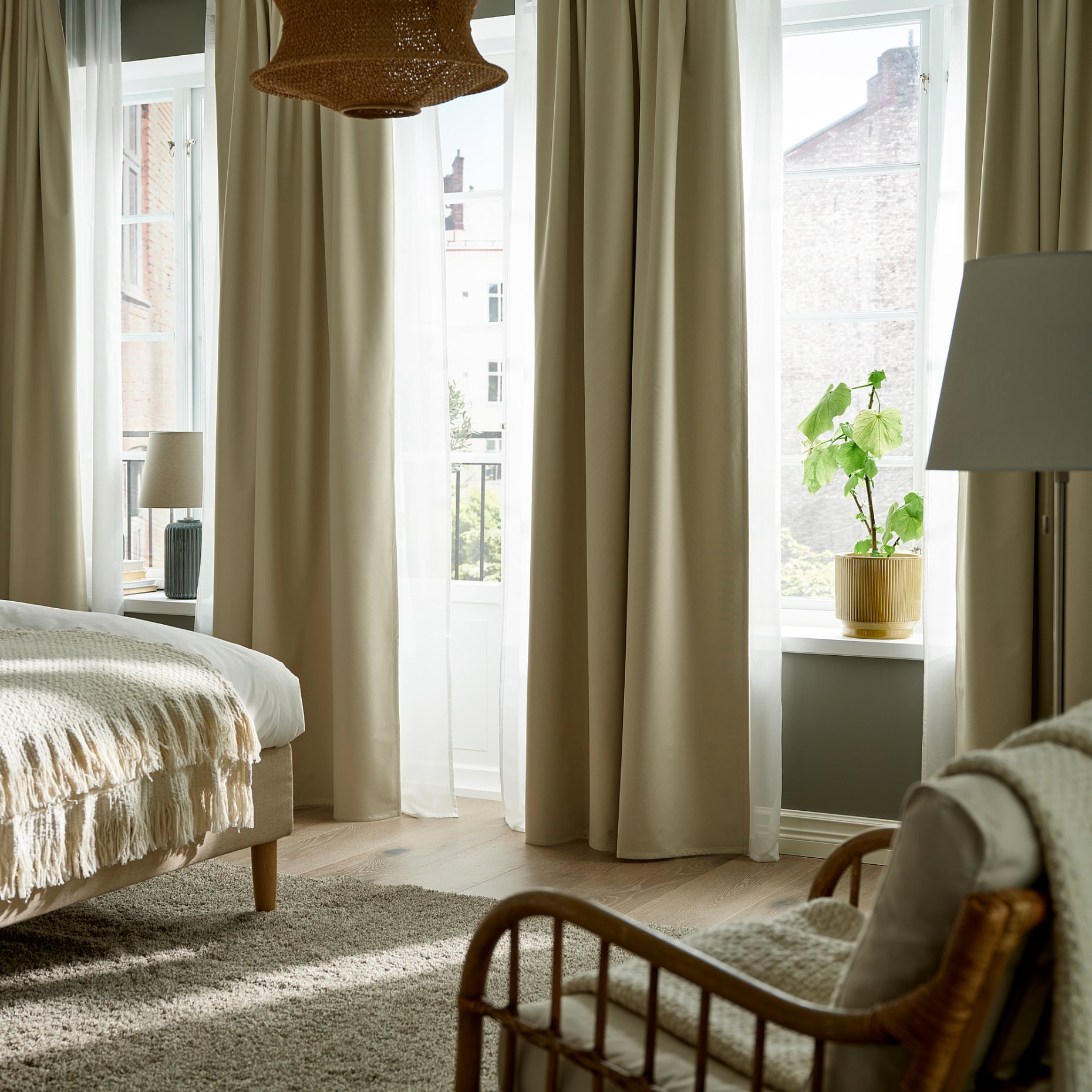 KORGMOTT, κουρτίνα με τρέσα/πλήρους συσκότισης, 2 τεμ. 145x300 cm, 505.971.58