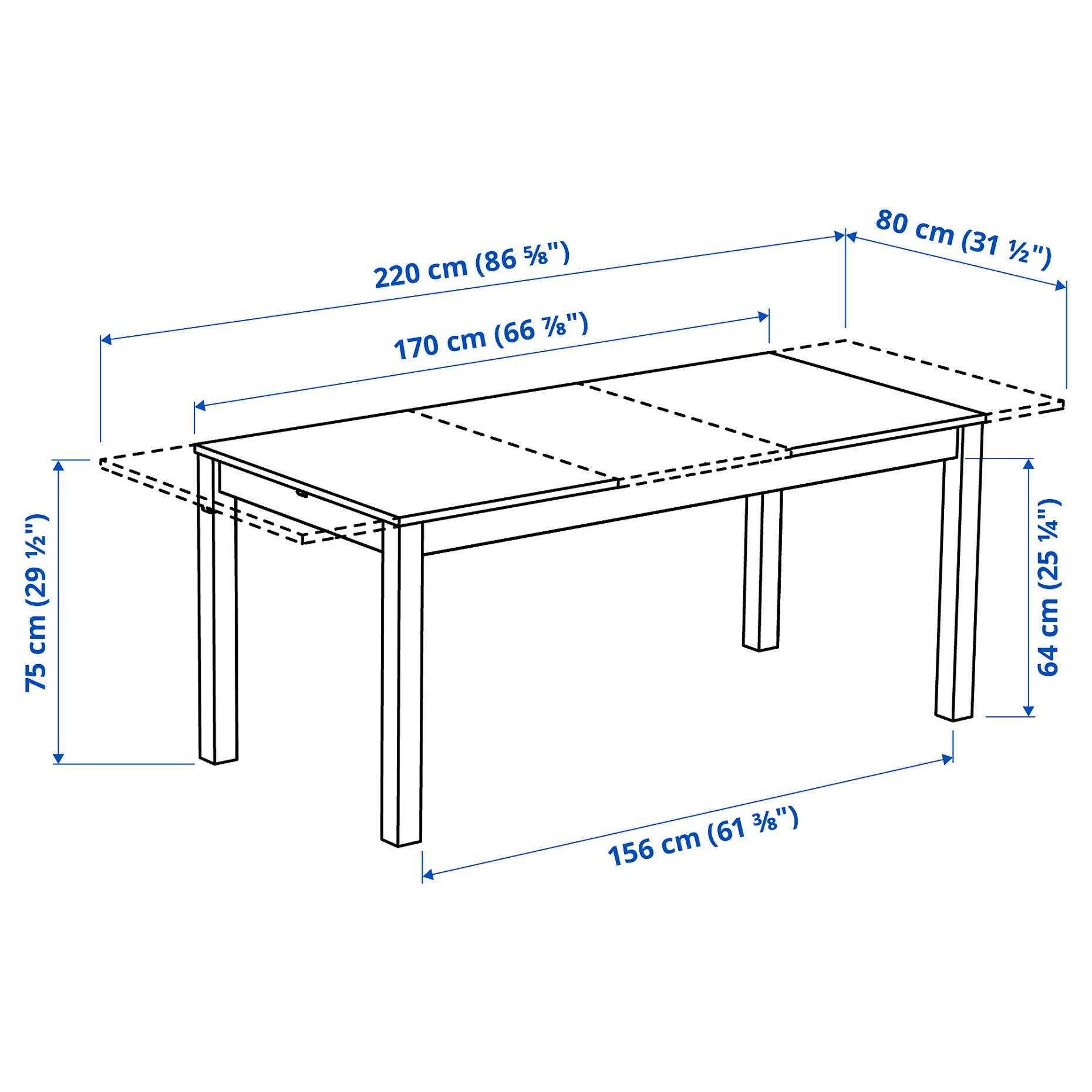 ALHULT, extendable table, 170/220x80 cm, 506.007.83