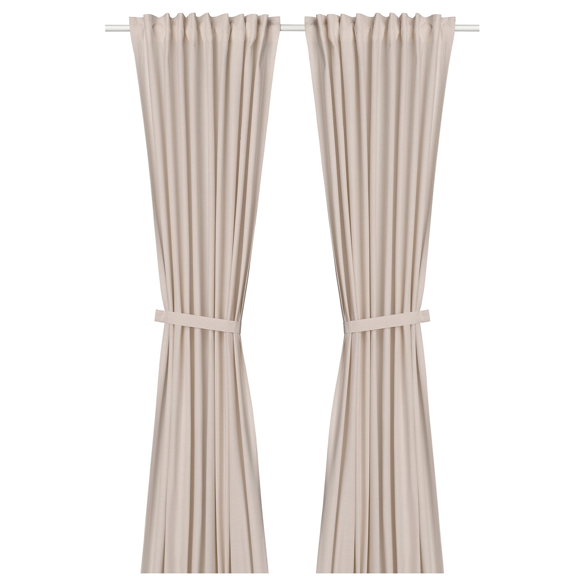 LENDA, curtains with tie-backs and heading tape/1 pair, 140x300 cm, 506.149.40