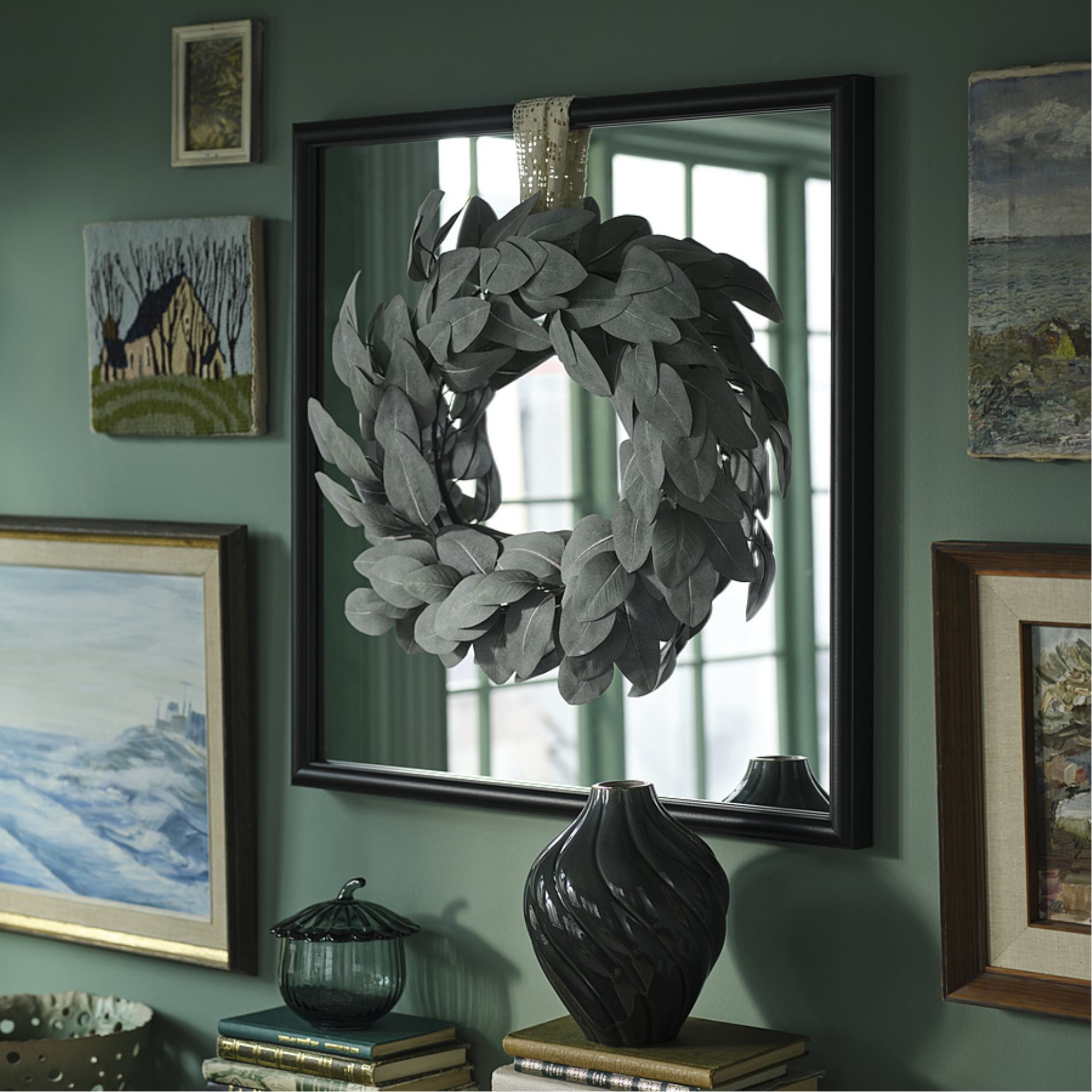 SMYCKA, artificial wreath in/outdoor/eucalyptus, 45 cm, 506.373.38