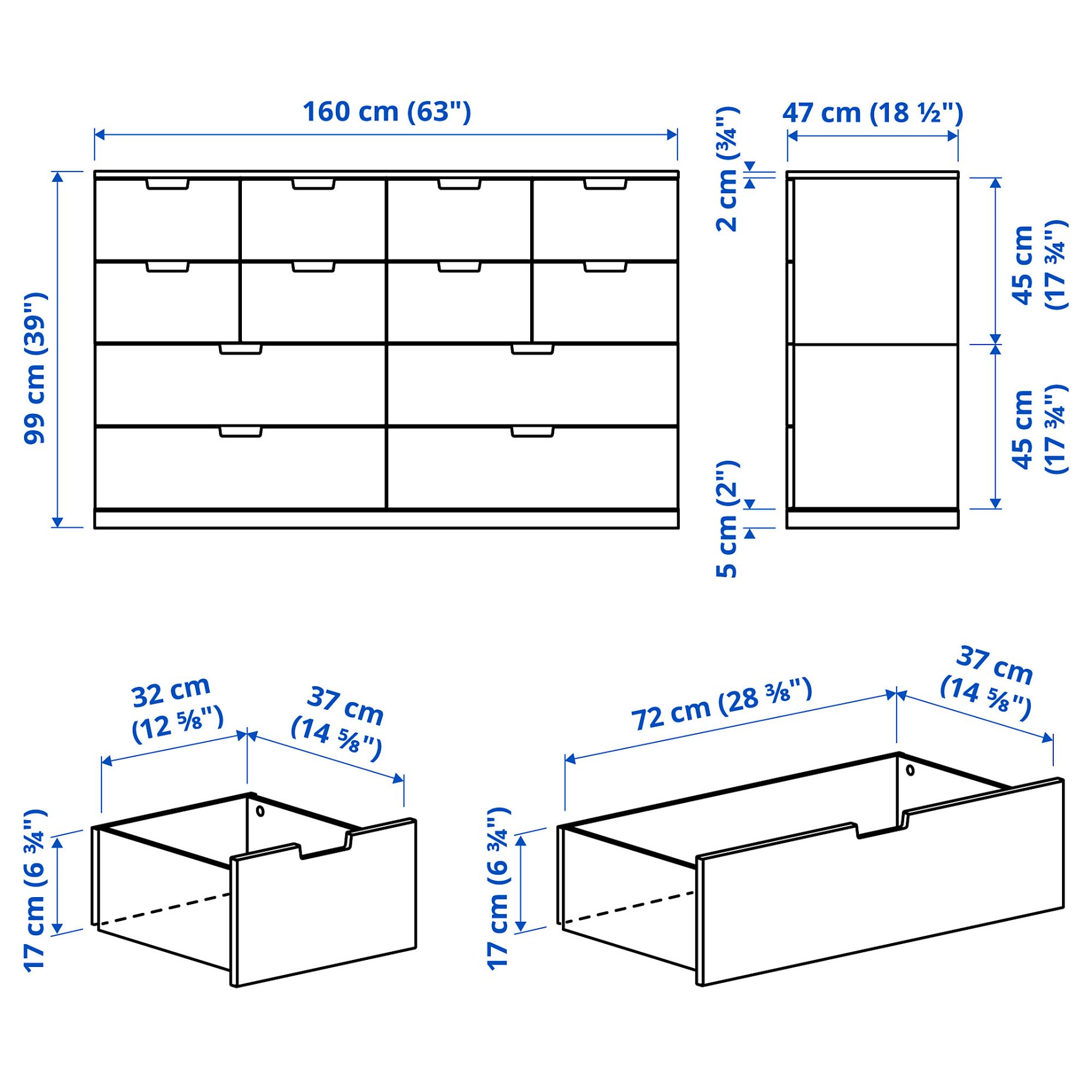 NORDLI, συρταριέρα με 12 συρτάρια, 160X99 cm, 592.394.91