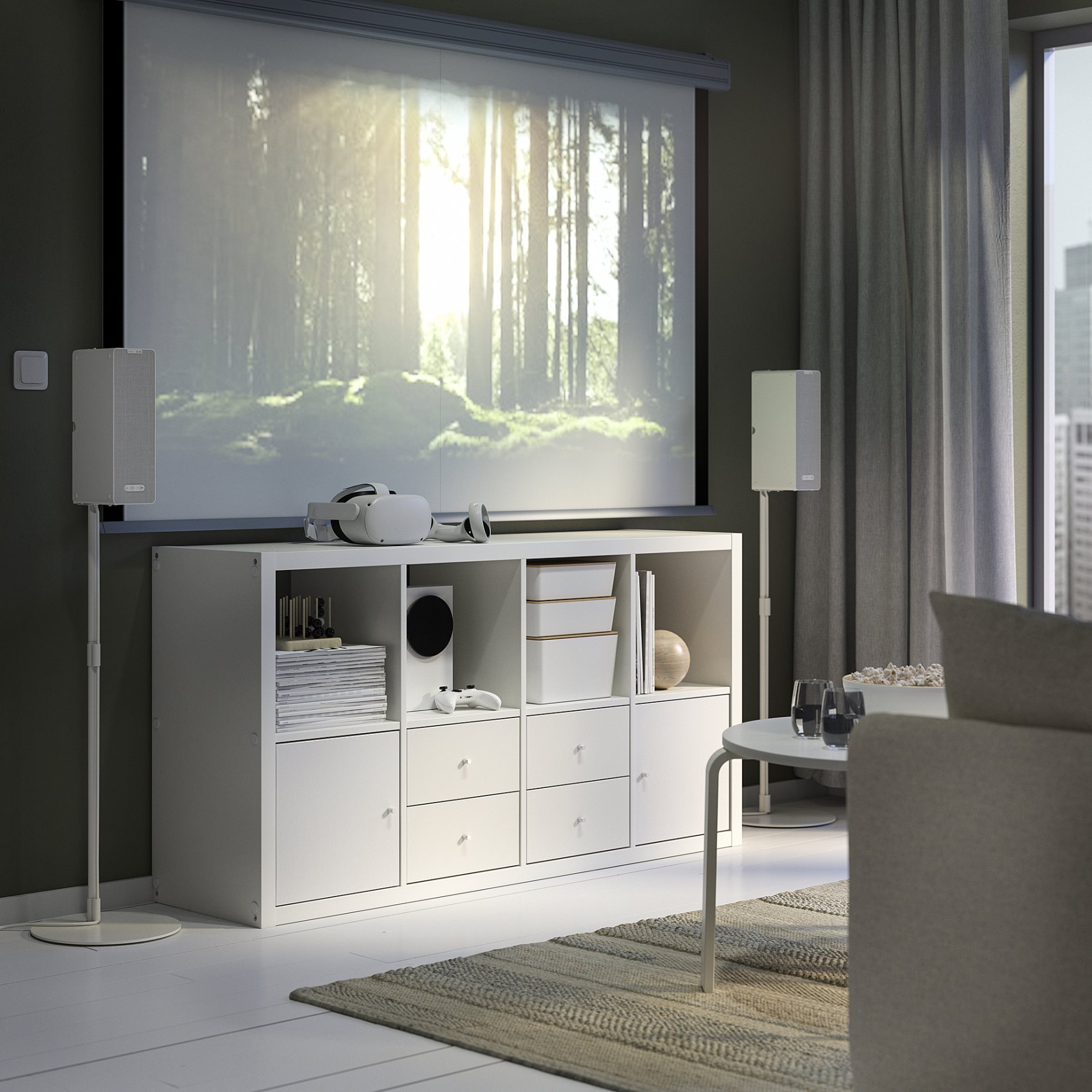 KALLAX, shelving unit with 4 inserts, 147x77 cm, 592.783.07