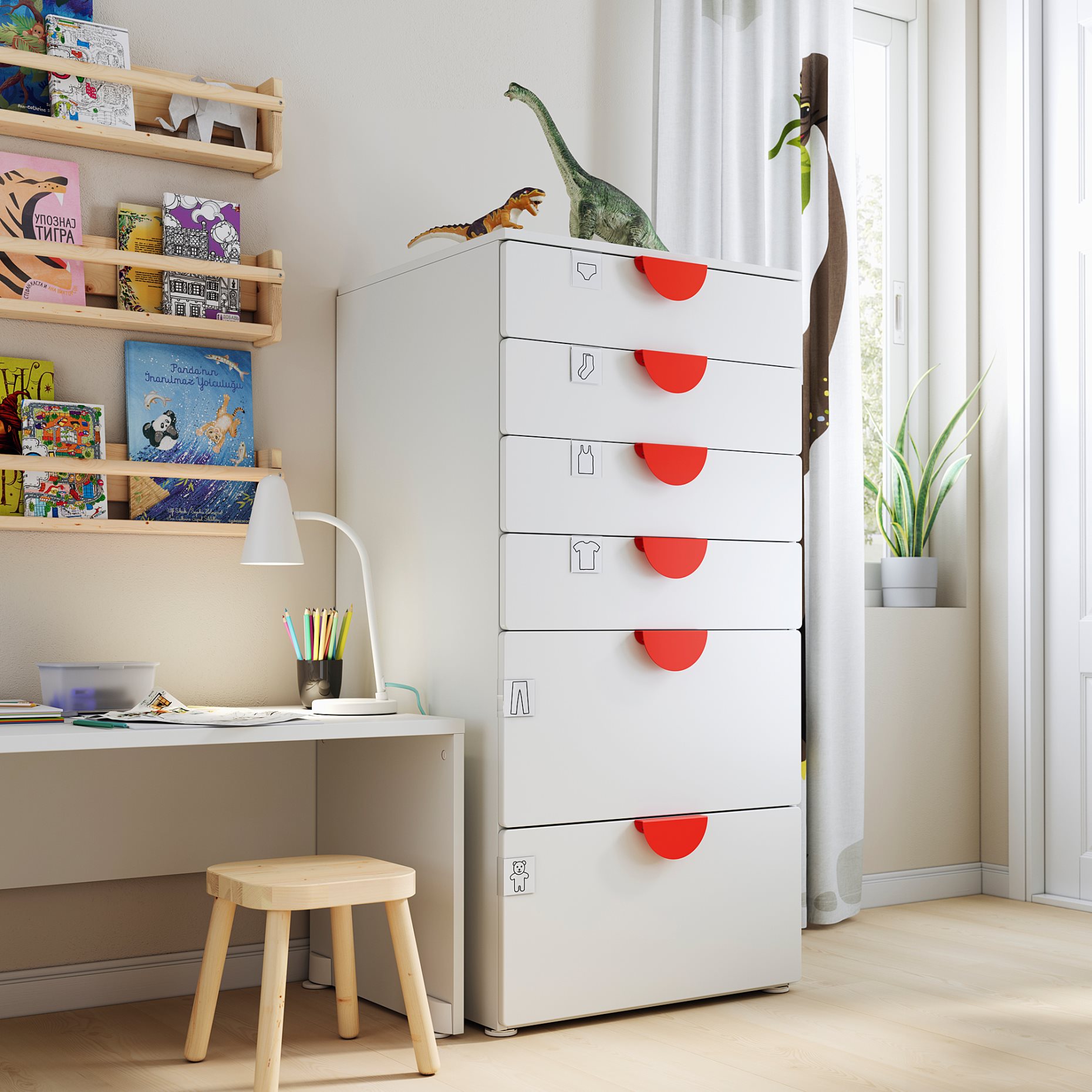 SMASTAD/PLATSA, chest of 6 drawers, 593.876.55