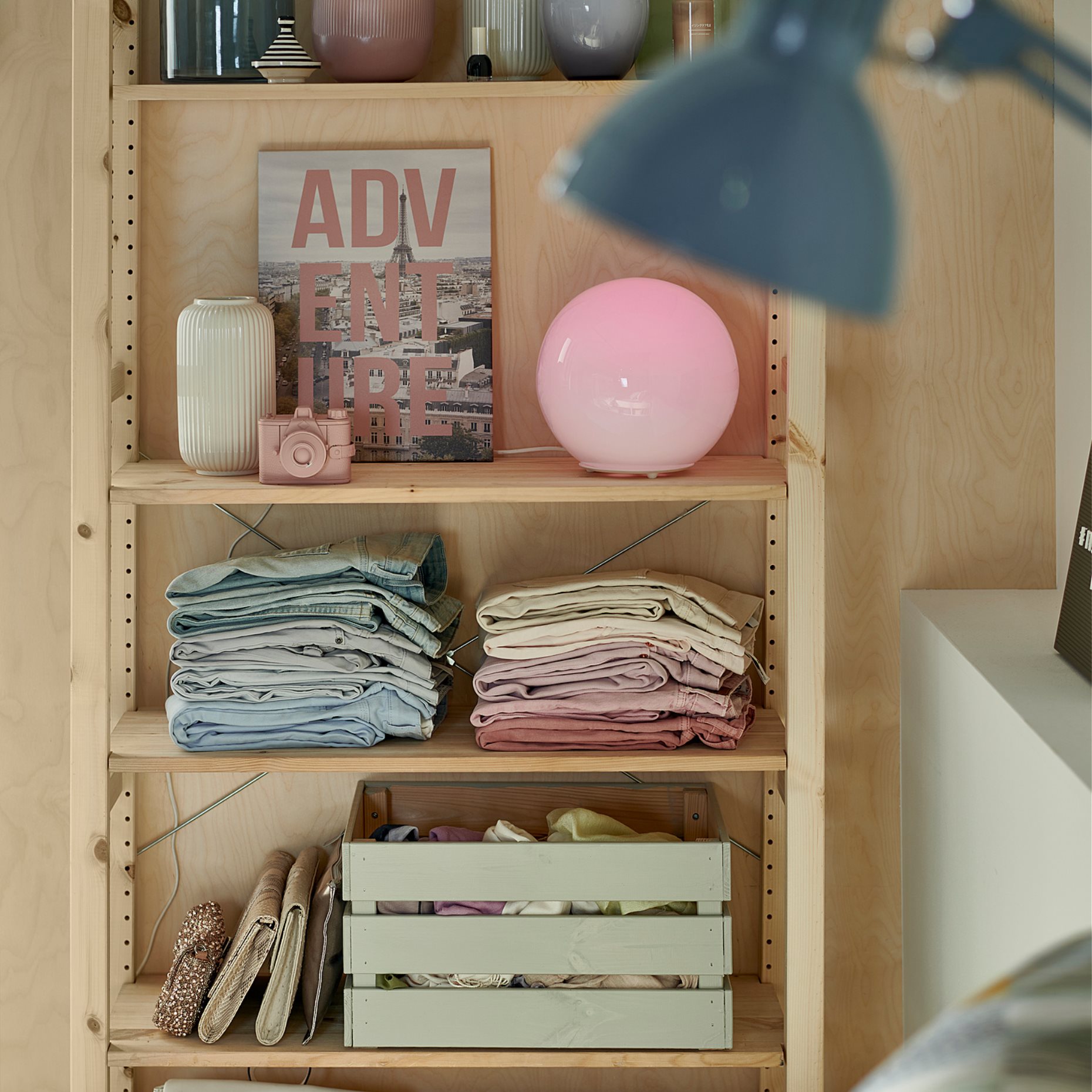 IVAR, shelving unit with storage box, 89x30x179 cm, 594.038.15