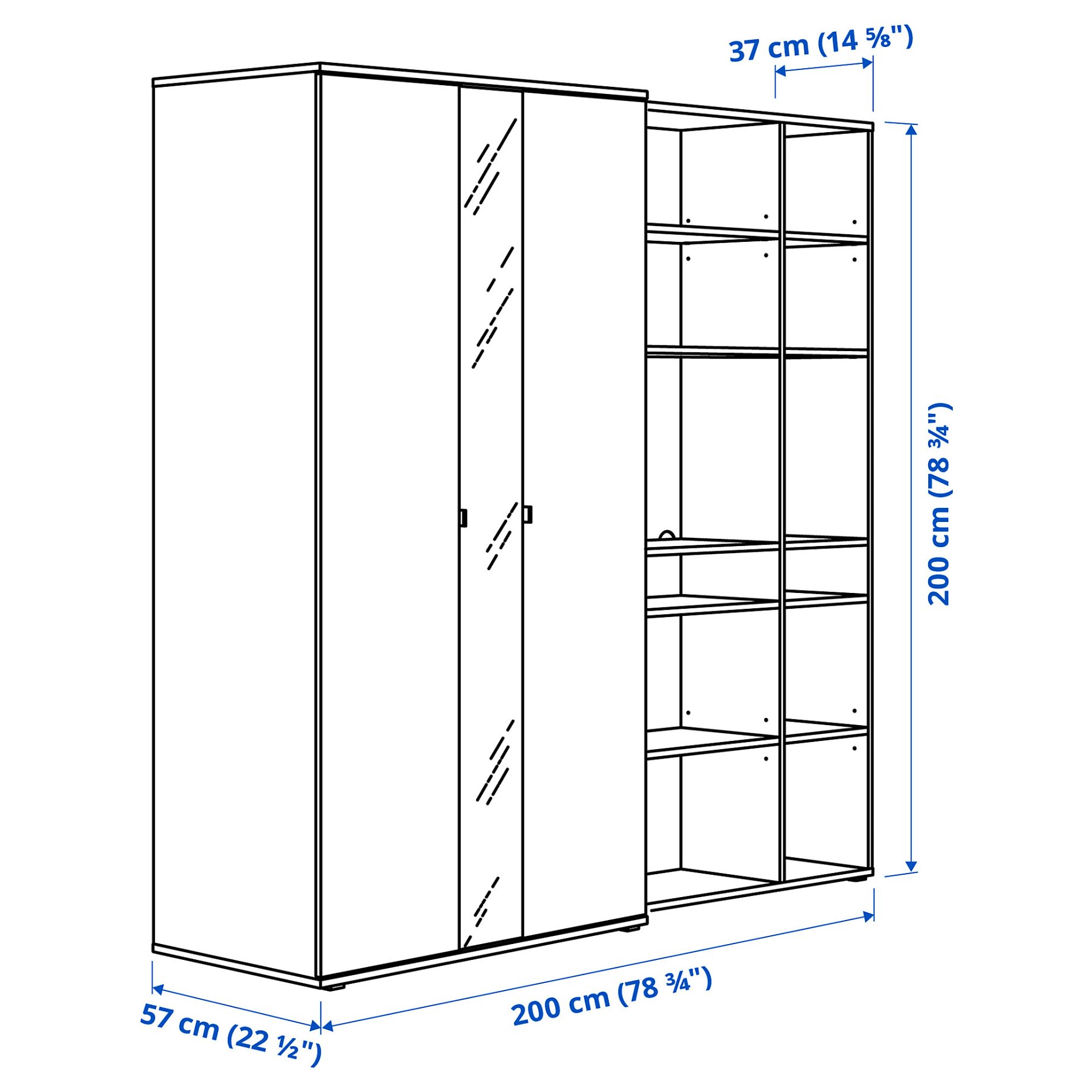 VIHALS, wardrobe combination, 200x57x200 cm, 594.421.95
