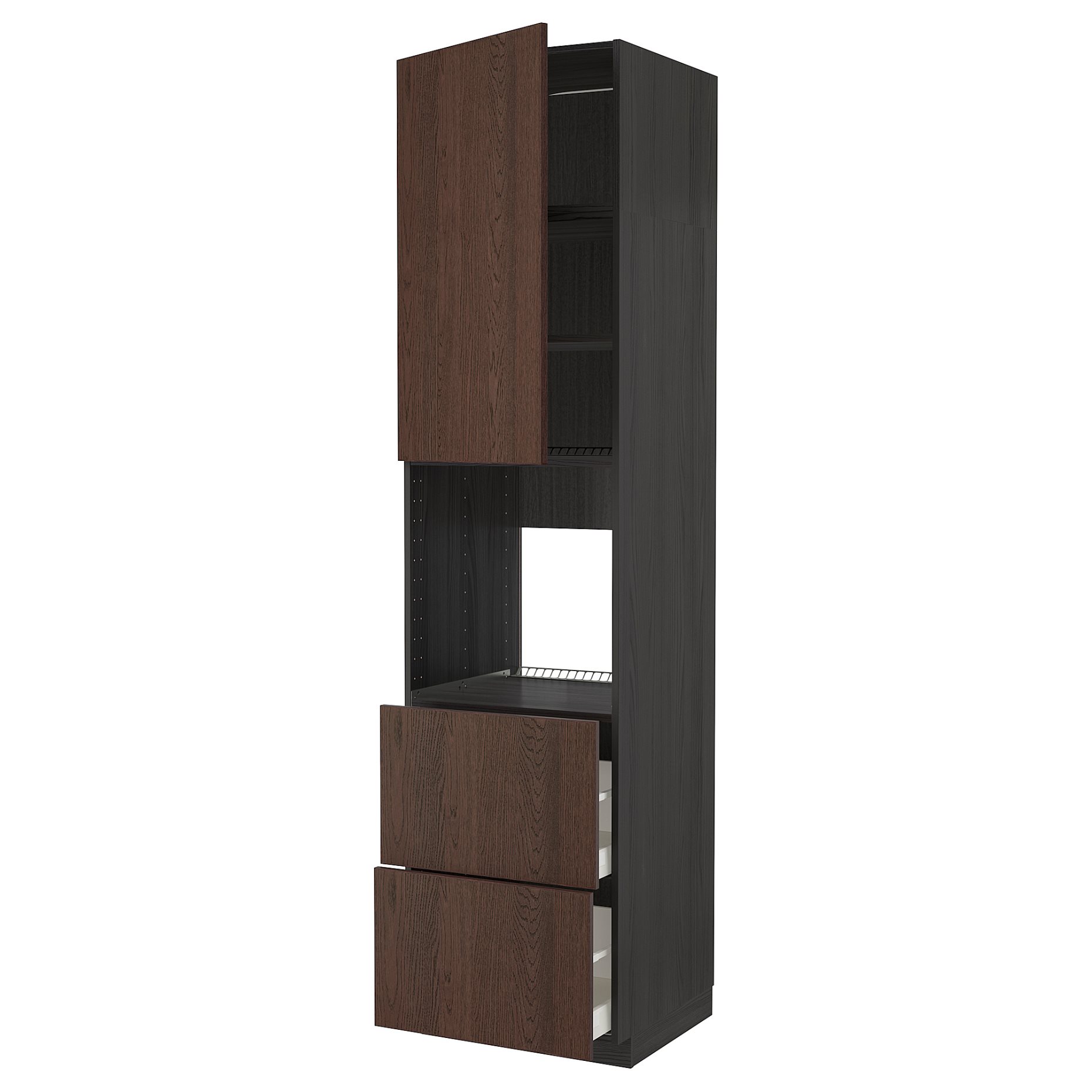 METOD/MAXIMERA, high cabinet for oven with door/2 drawers, 60x60x240 cm, 594.598.50
