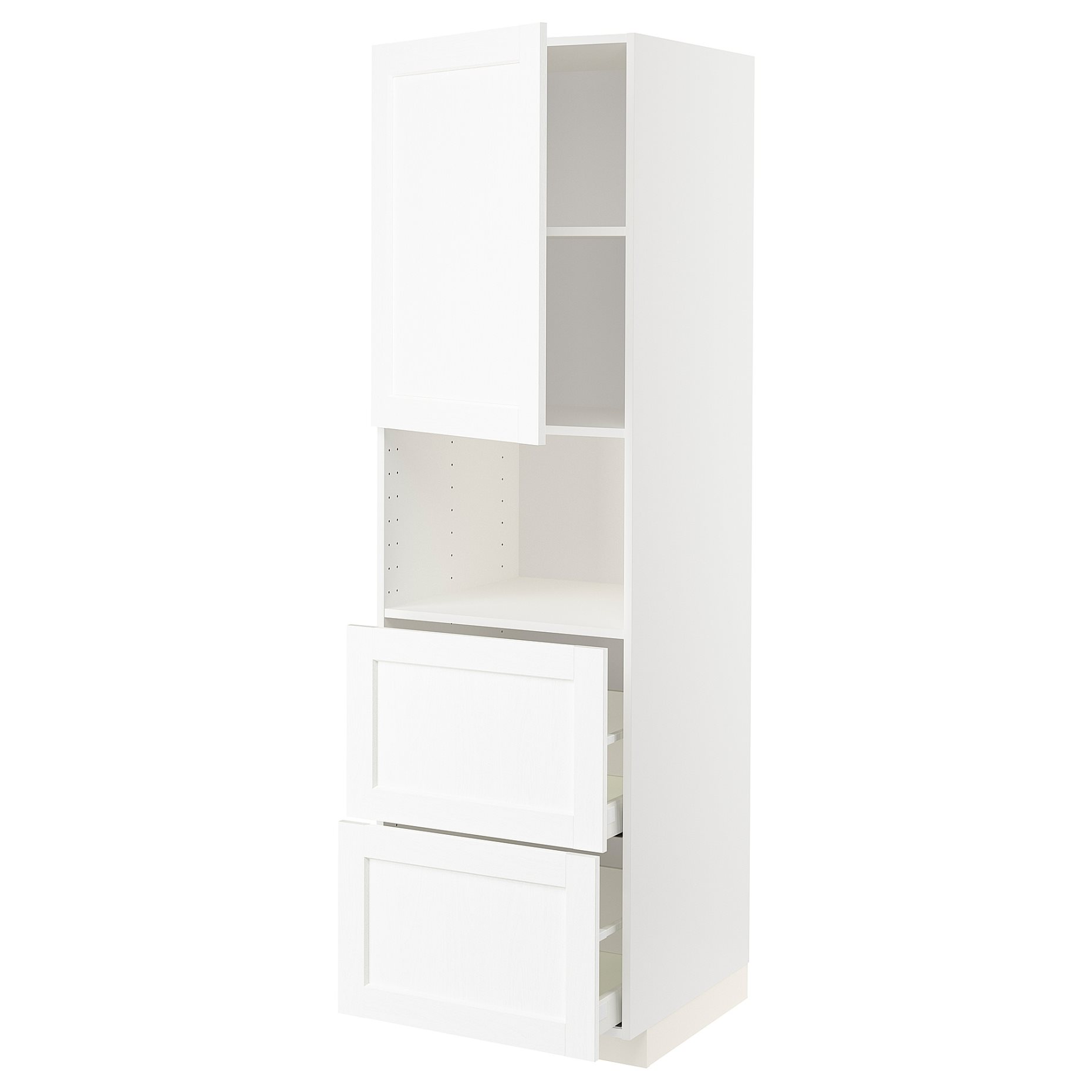 METOD, high cabinet for microwave with door/2 drawers, 60x60x200 cm, 594.733.56