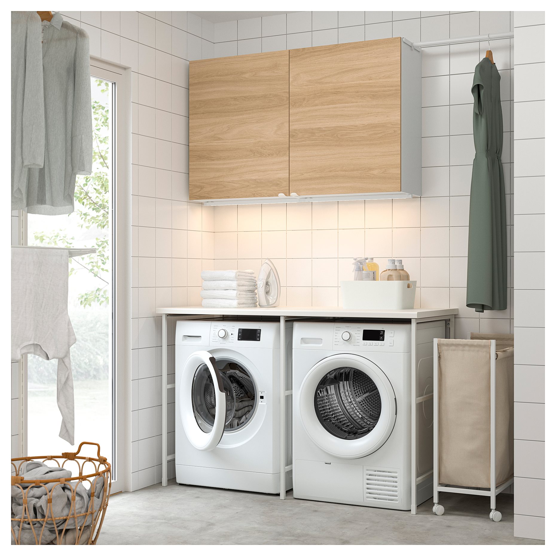 ENHET, storage combination for laundry, 139x63.5 cm, 594.774.58