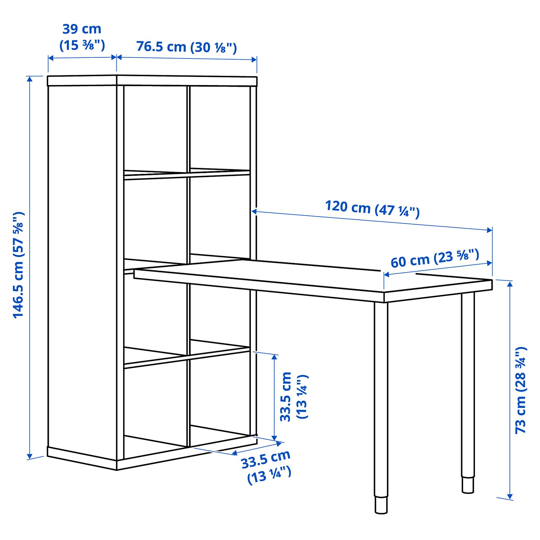 KALLAX/LAGKAPTEN, σύνθεση γραφείου, 77x159x147 cm, 594.816.67