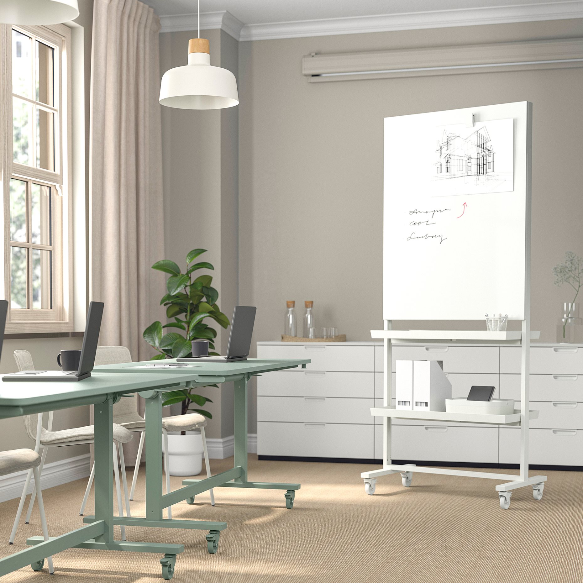 MITTZON, frame with castors/whiteboard/display shelf/cable box, 85x205 cm, 595.146.82