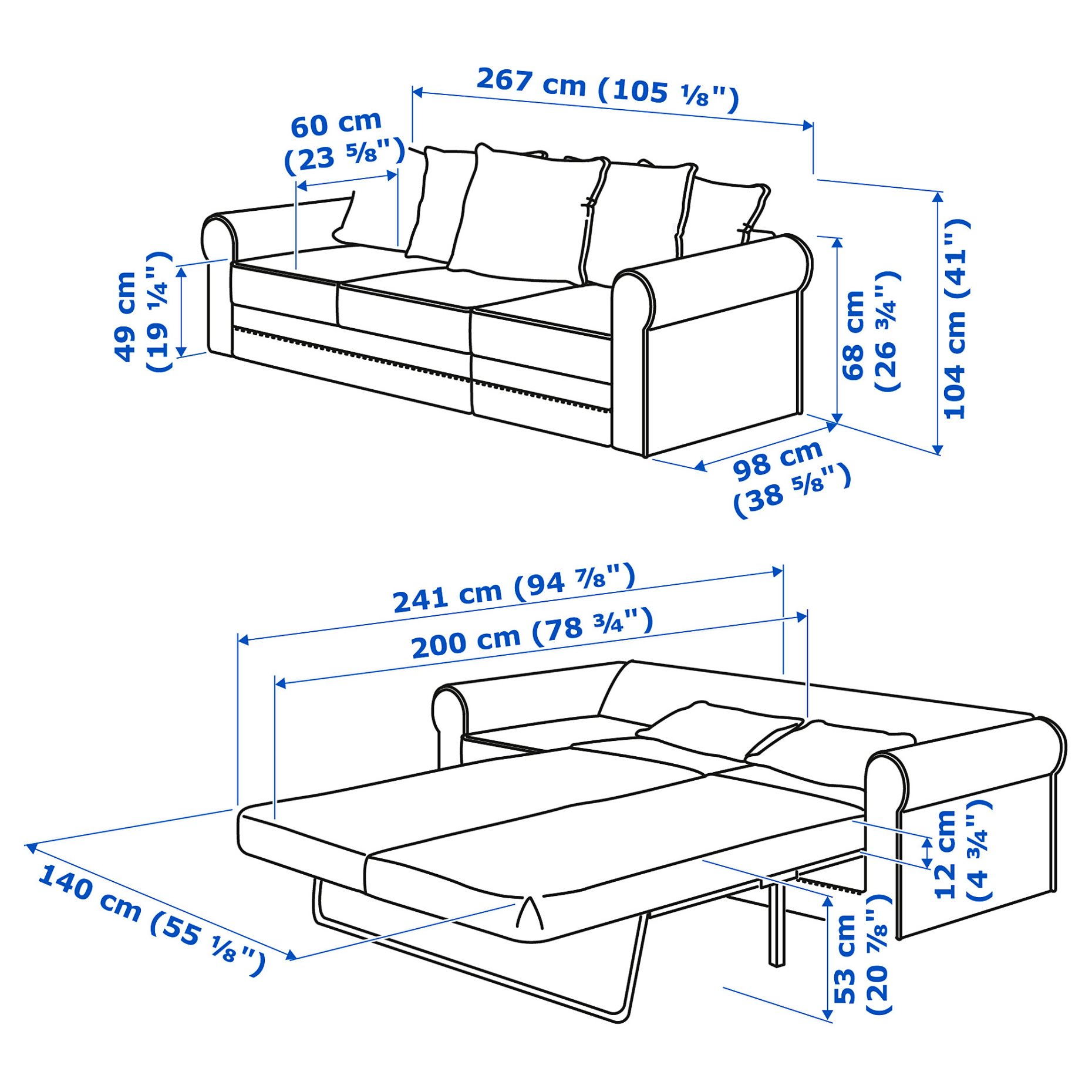 GRÖNLID, τριθέσιος καναπές-κρεβάτι, 595.366.60