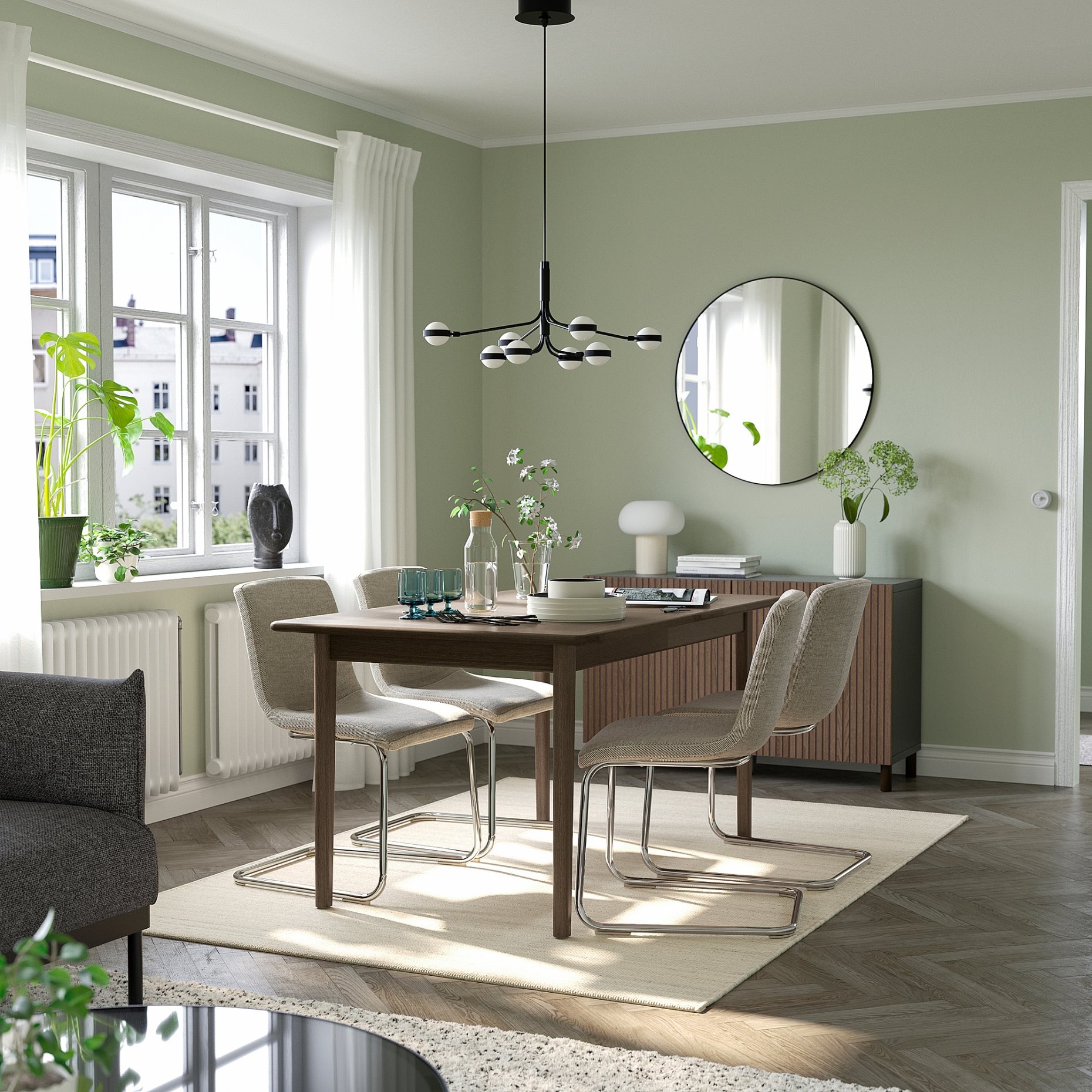 SKANSNAS/LUST, table and 4 chairs, 150/205 cm, 595.616.21