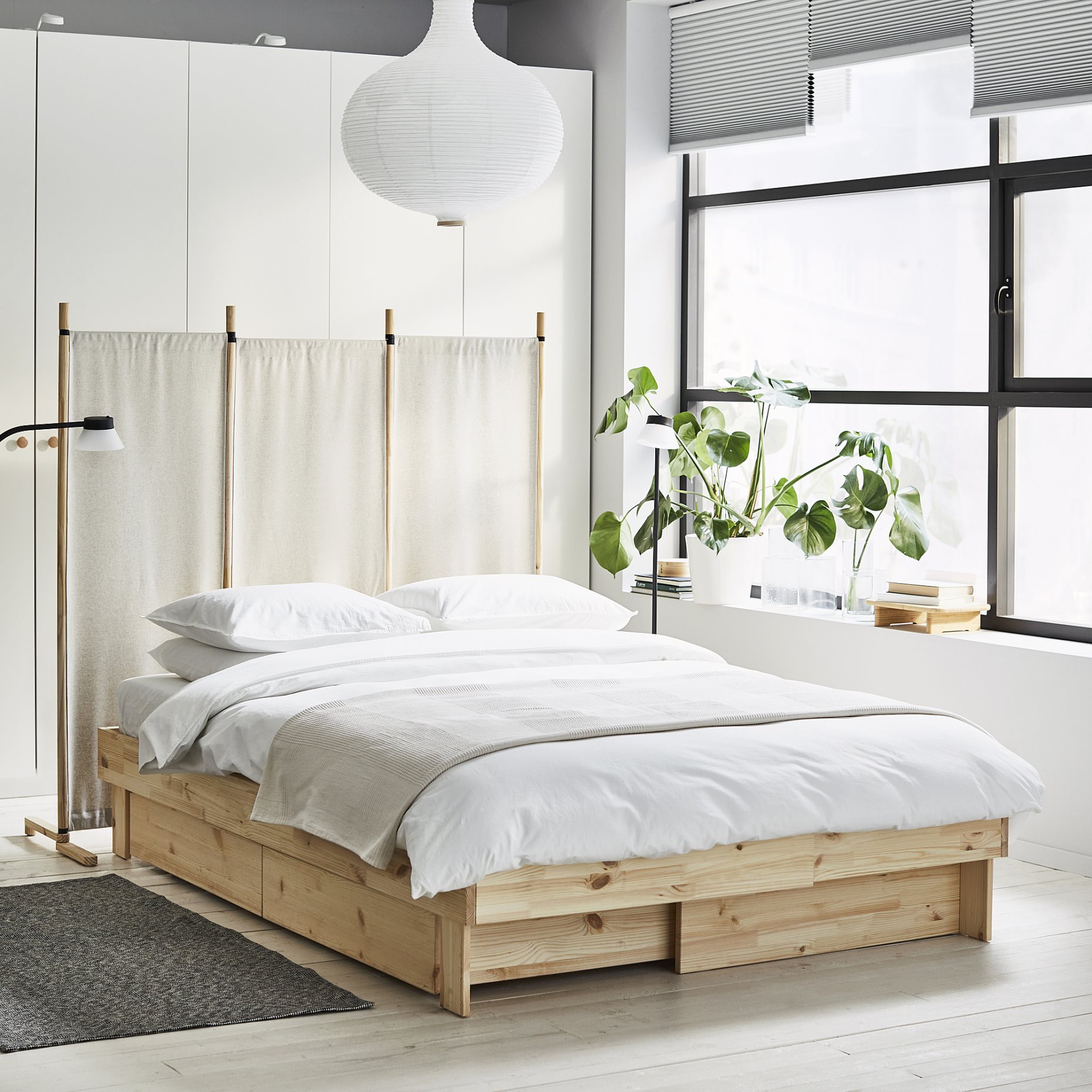 GLAMBERGET, bed frame with storage and mattress, 140x200 cm, 595.684.82