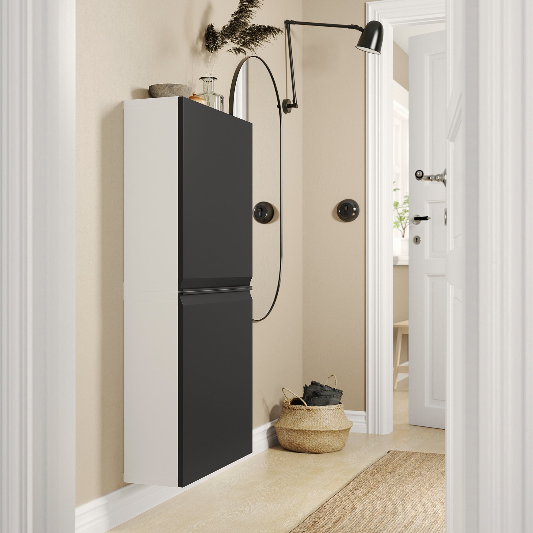 BESTÅ, wall cabinet with 2 doors, 60x22x128 cm, 595.693.49