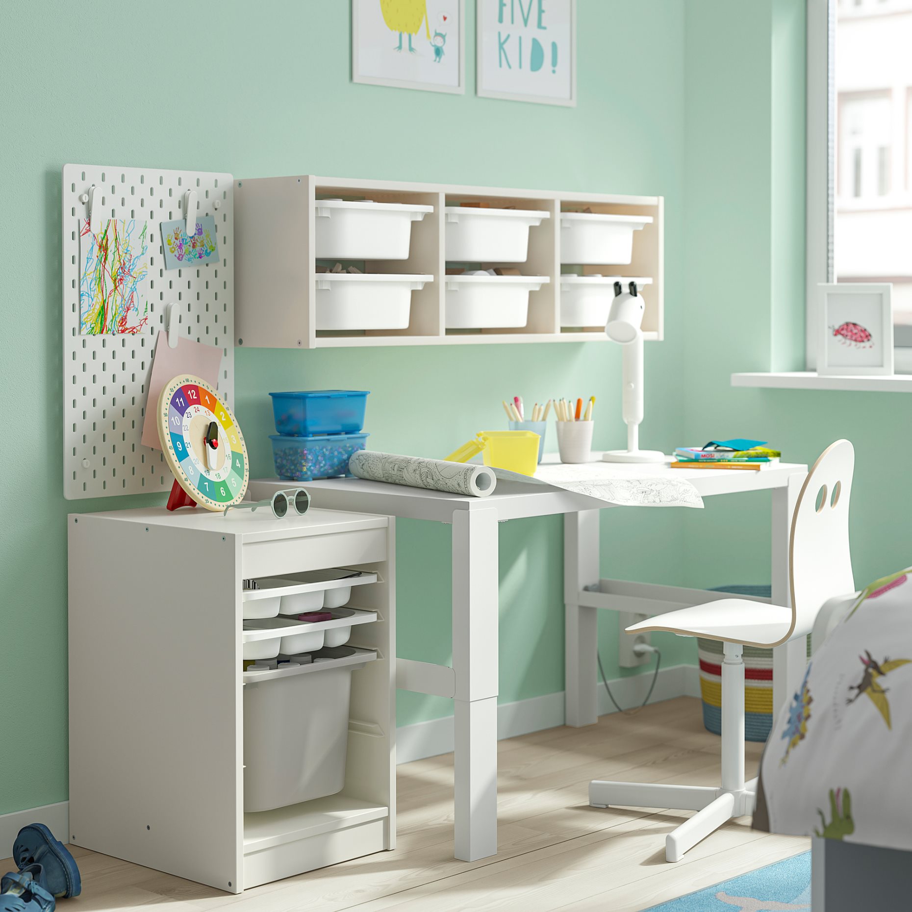 TROFAST, σύνθεση αποθήκευσης με κουτιά/δίσκους, 34x44x56 cm, 595.732.28