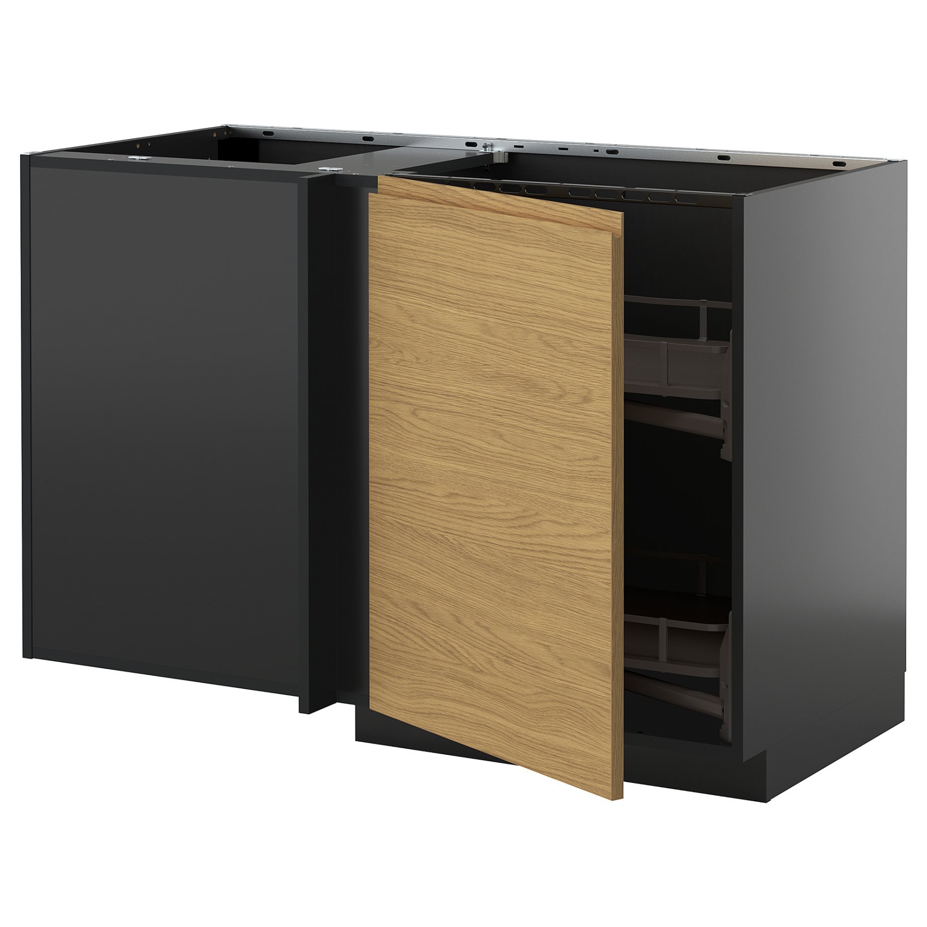 METOD corner base cabinet with pull-out fitting, 128x68 cm 59589899