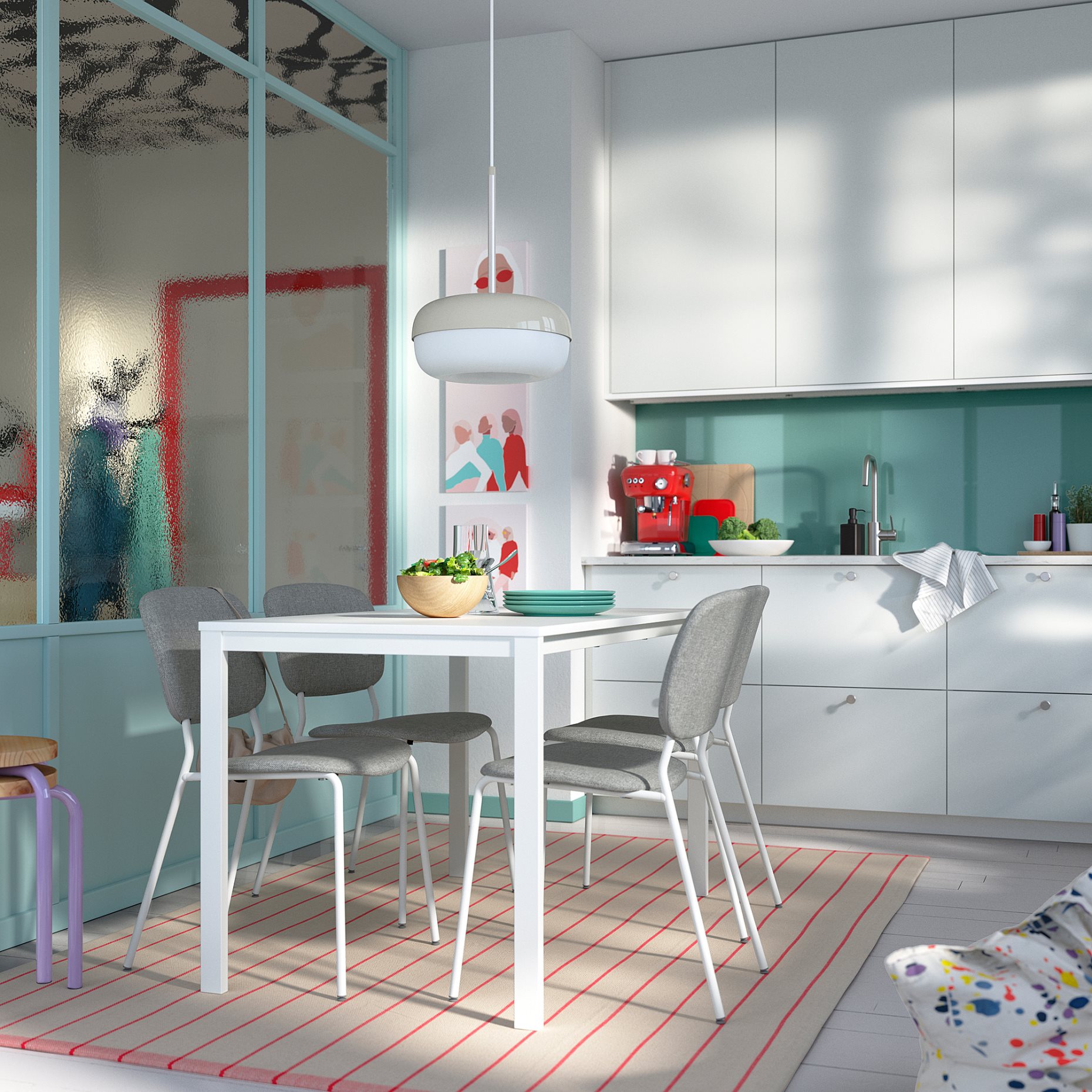 VIHALS, τραπέζι και 4 καρέκλες, 125x74 cm, 595.899.36