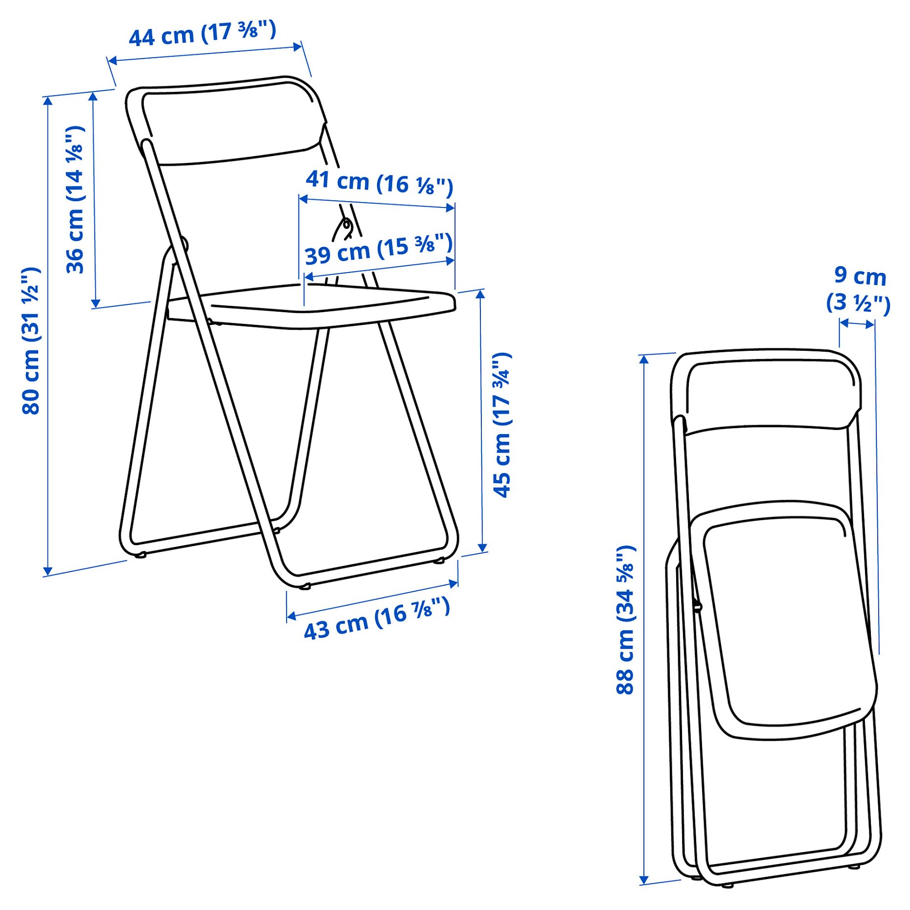 VIHALS, gateleg table and 2 folding chairs, 39/95/151x90 cm, 595.902.56