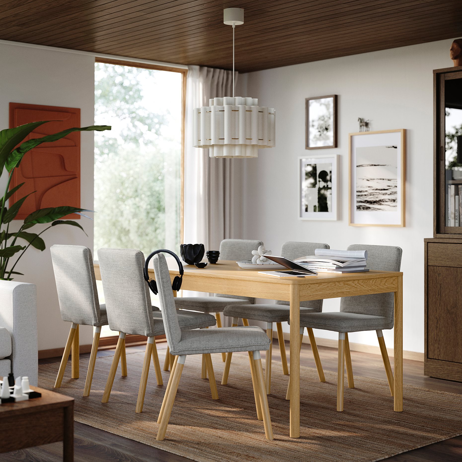 TONSTAD/TONSTAD, table and 6 chairs, 200x85 cm, 595.967.48