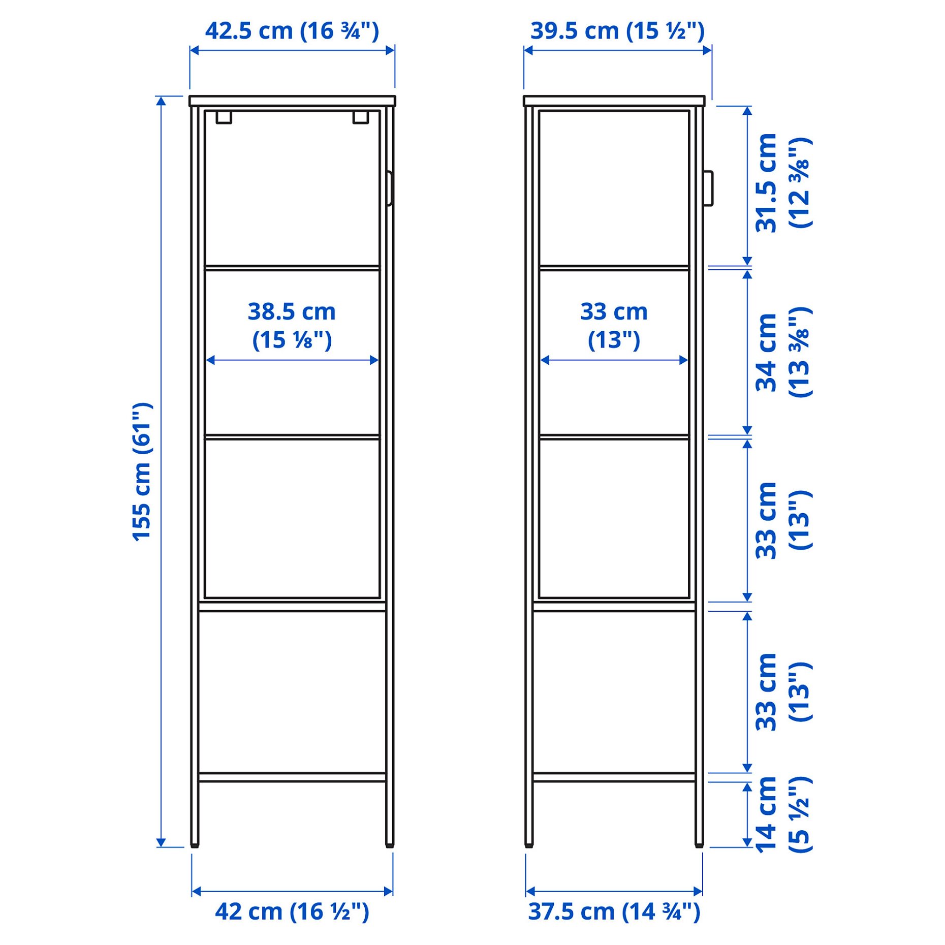 RUDSTA, glass-door cabinet, 42x37x155 cm, 604.348.25