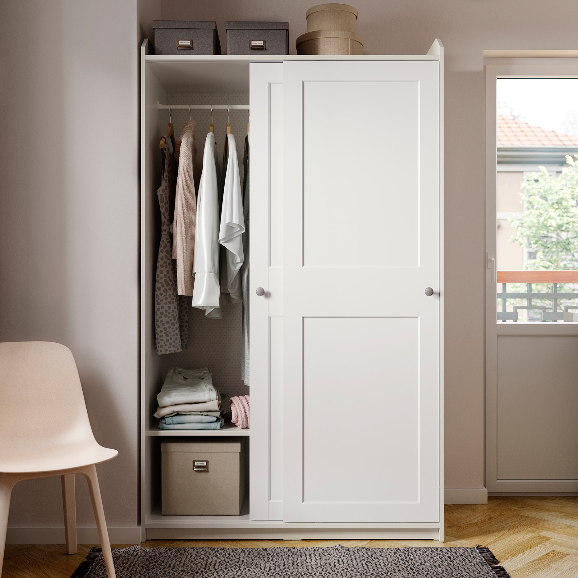 HAUGA, wardrobe with sliding doors, 118x55x199 cm, 604.569.16