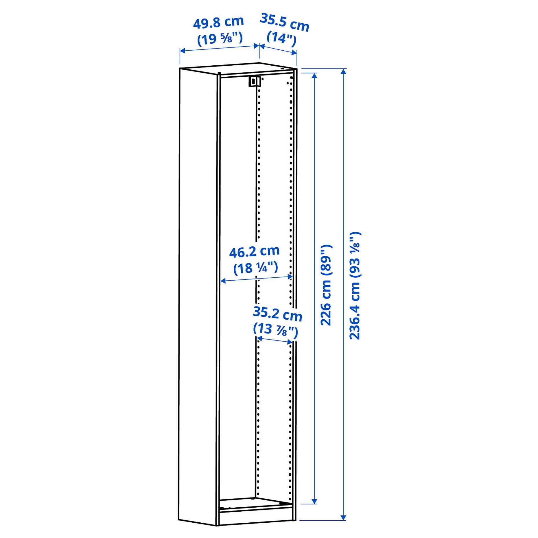 PAX, σκελετός ντουλάπας, 50x35x236 cm, 604.582.13