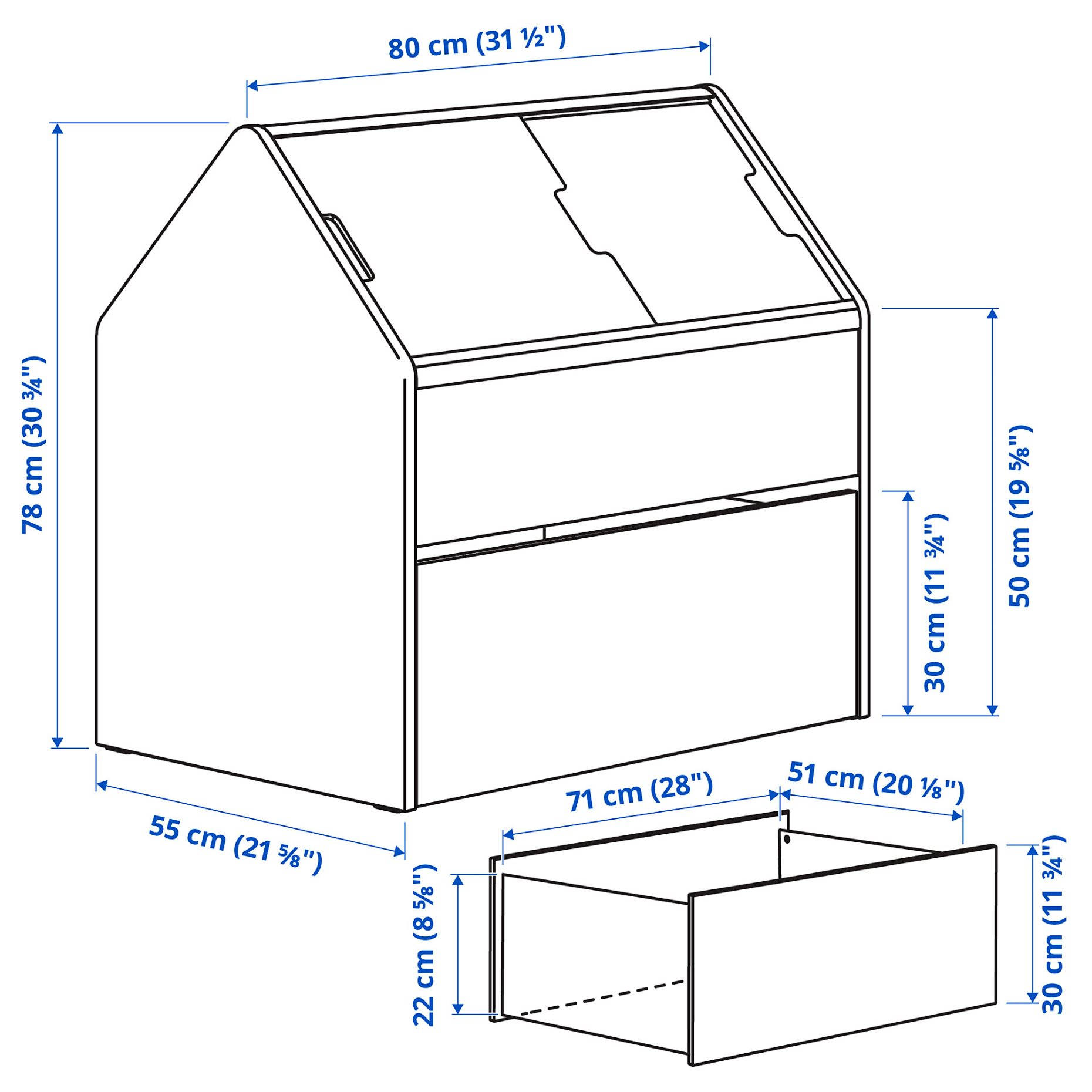 VITBJÖRN, storage unit with drawer, 80x55x78 cm, 605.371.78