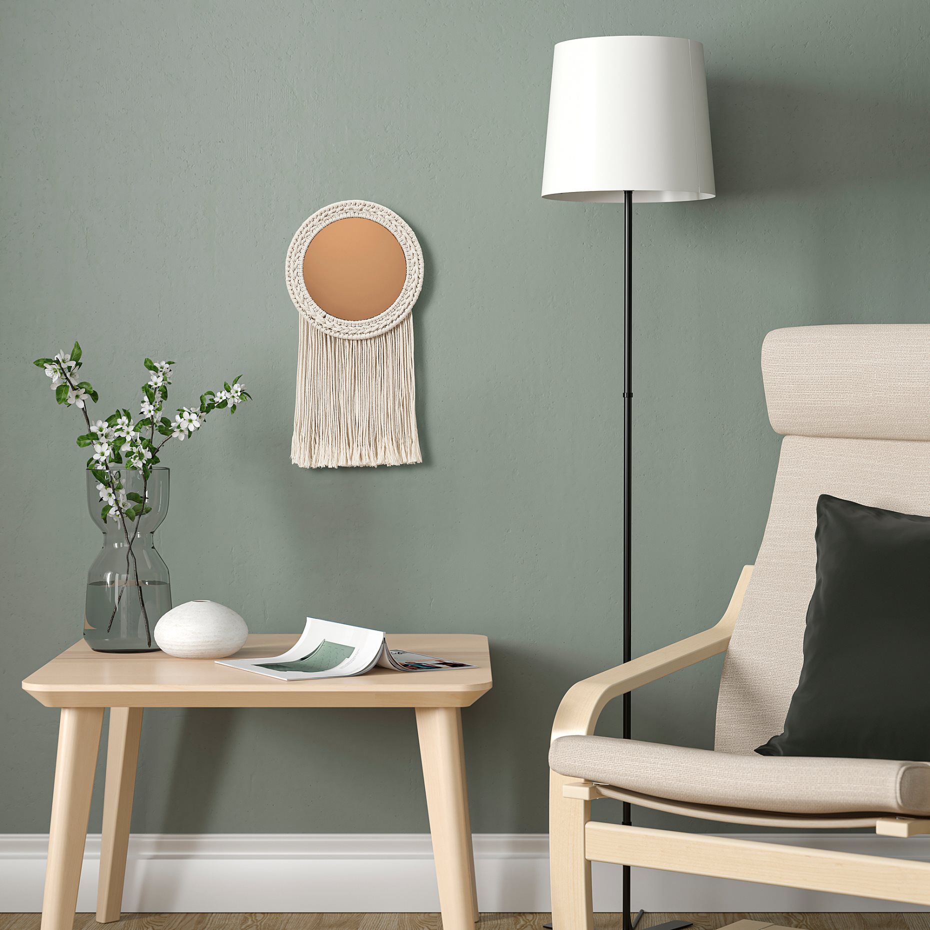 ENERGISKOG, διακοσμητικός καθρέφτης με κρόσσια, 26x48 cm, 605.380.74