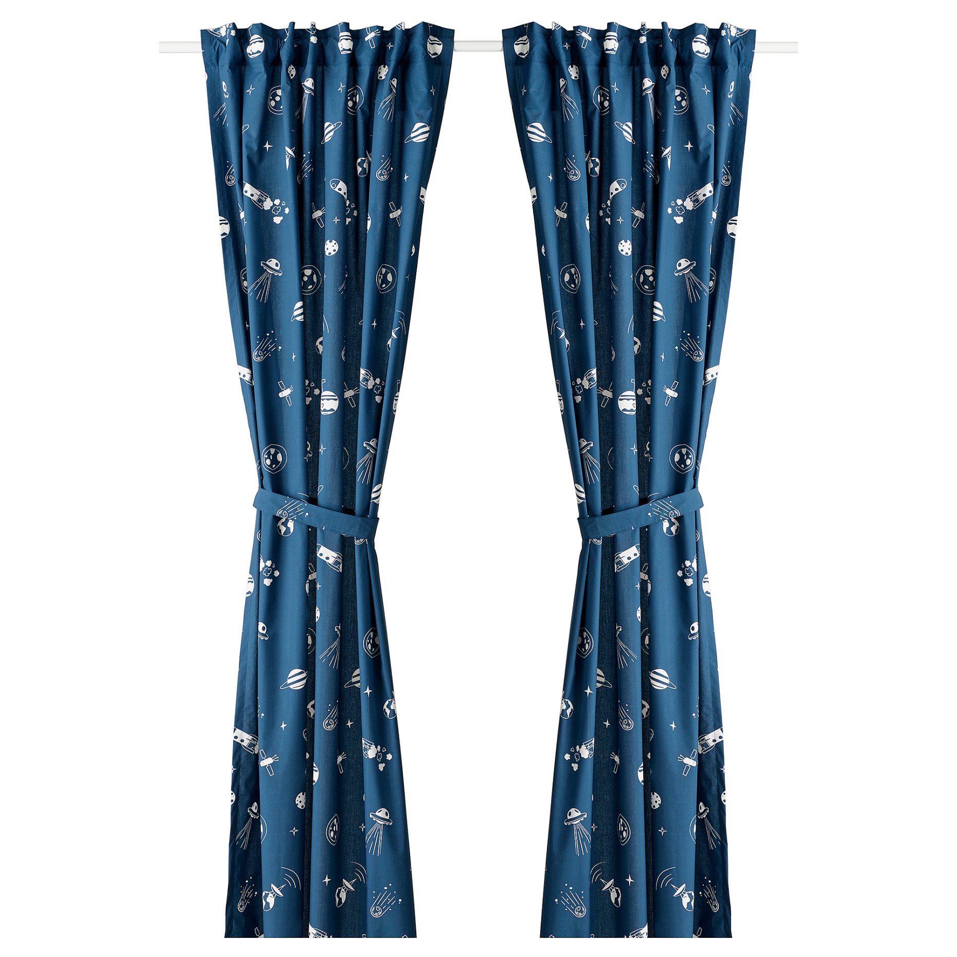 AFTONSPARV, curtains with tie-backs 1 pair/Space, 120x300 cm, 605.610.31