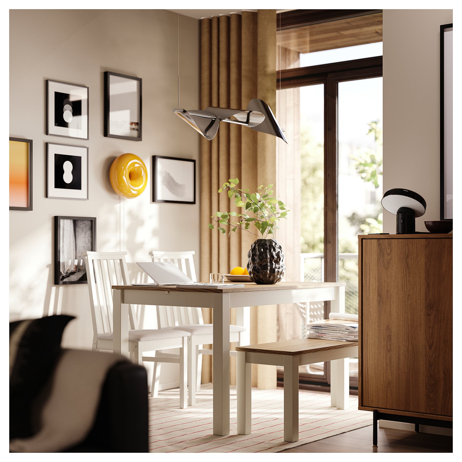 BACKSTÖRN, κρεμαστό φωτιστικό ρυθμιζόμενης έντασης με ενσωματωμένο φωτισμό LED, 108 cm, 605.778.76