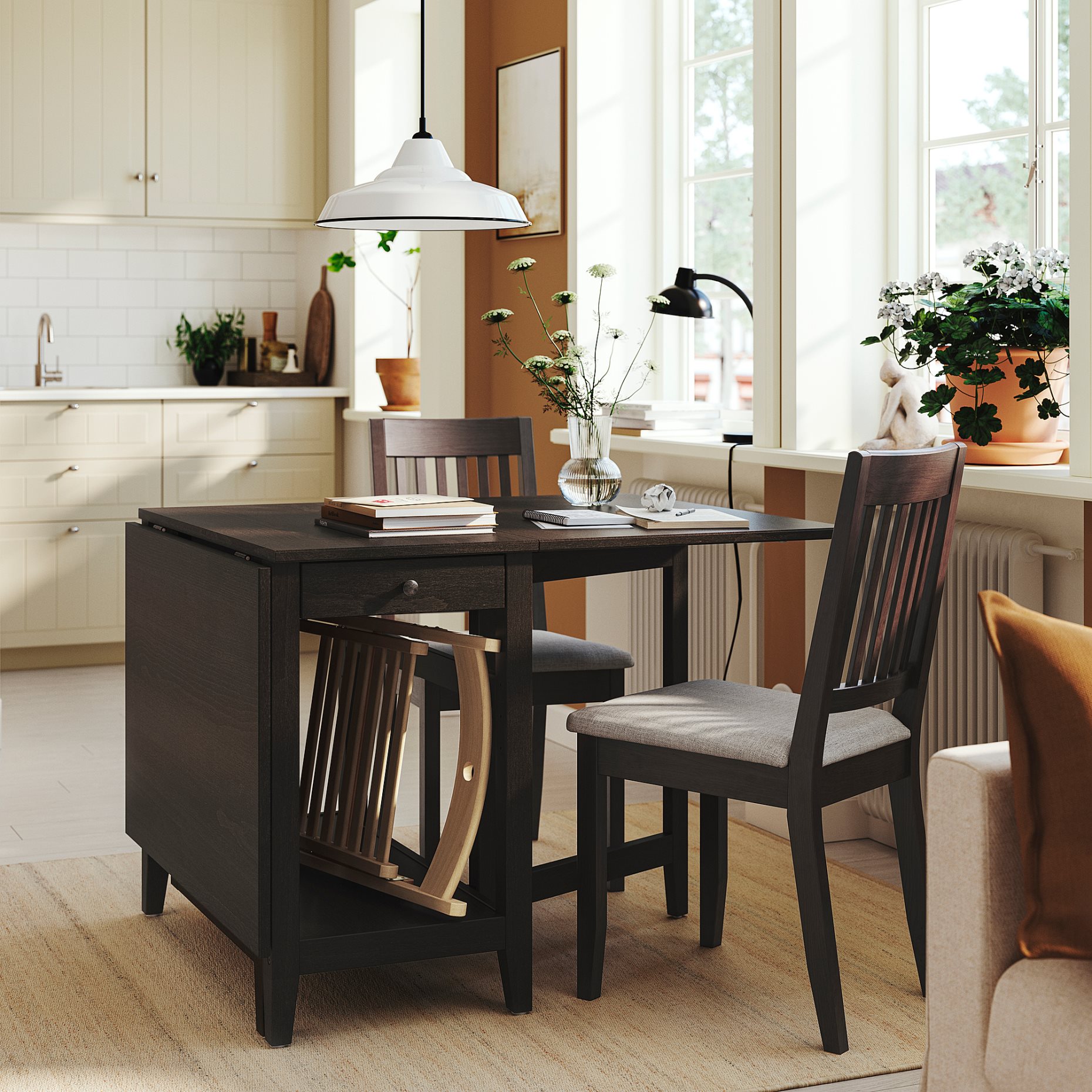 NÄSINGE, πτυσσόμενο τραπέζι με αποθήκευση, 48/104/159x85 cm, 605.875.40