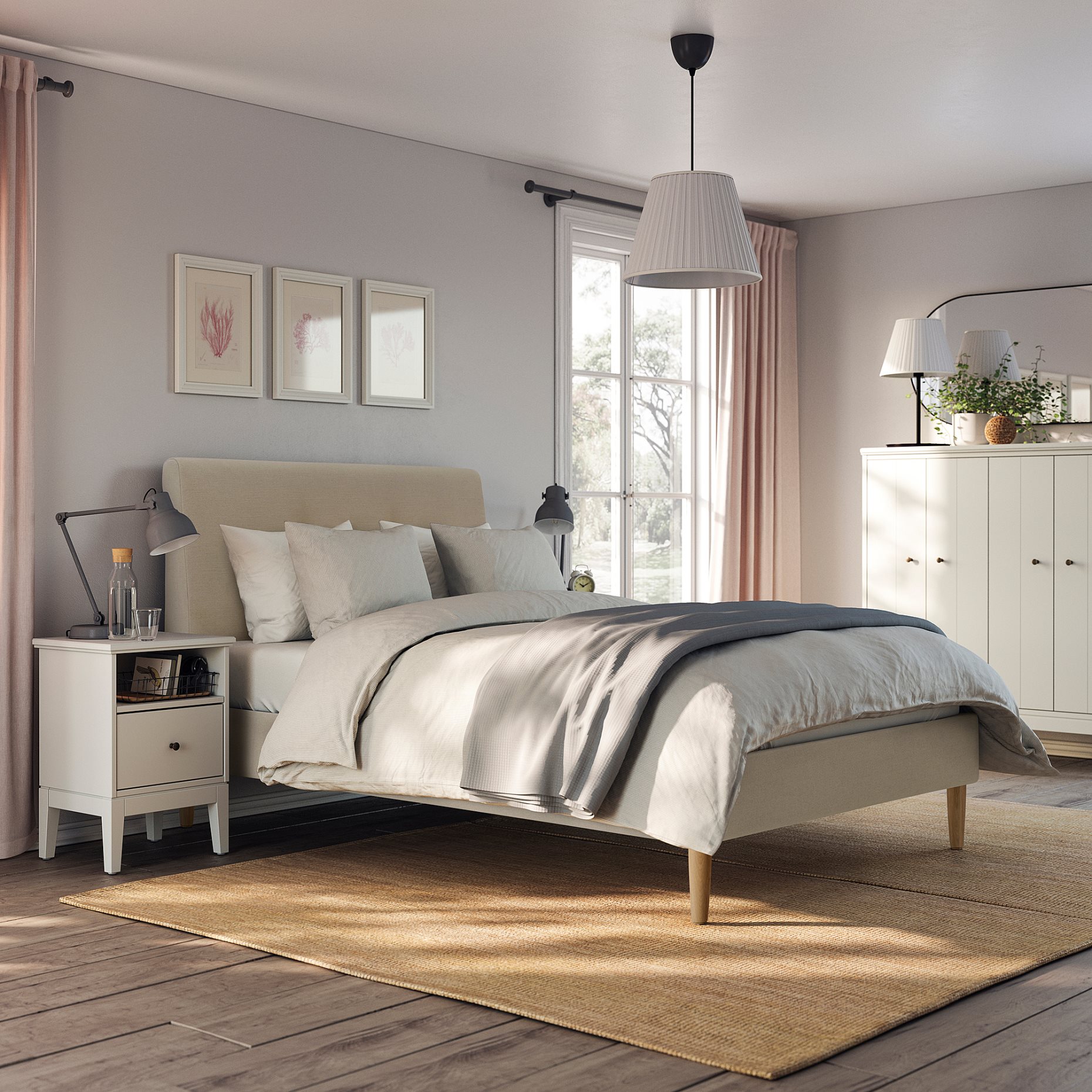 IDANÄS, upholstered bed frame, 140x200 cm, 605.880.64