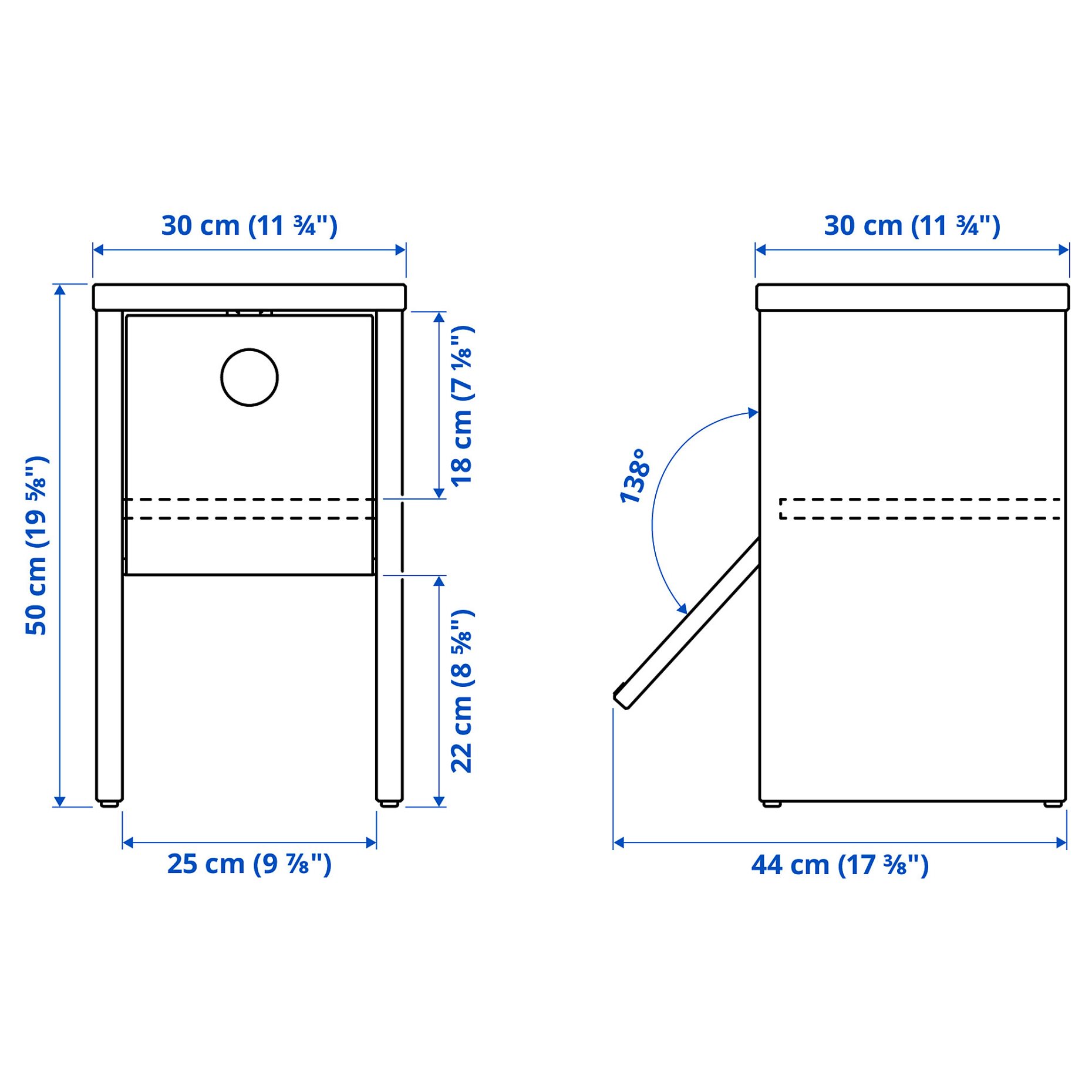IKEA PS 2026, κομοδίνο με πτυσσόμενη πόρτα, 30x30x50 cm, 606.199.42