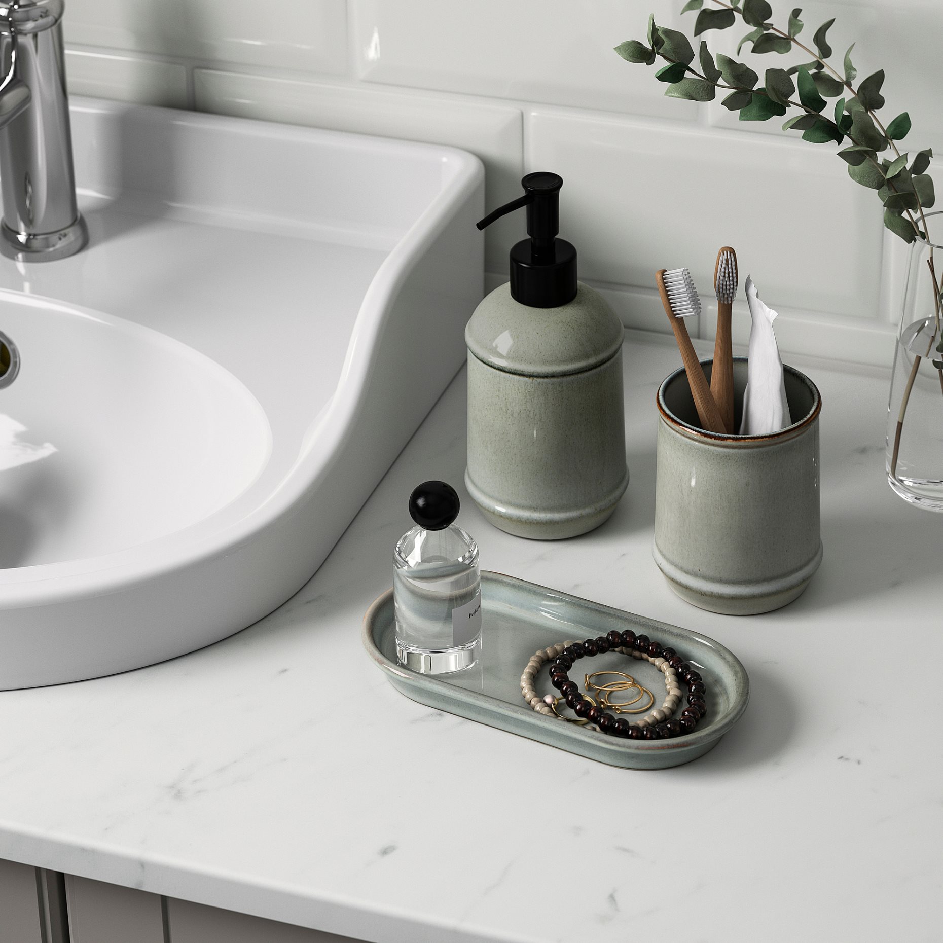 TVÅLSJÖN, 3-piece bathroom set, 606.407.12
