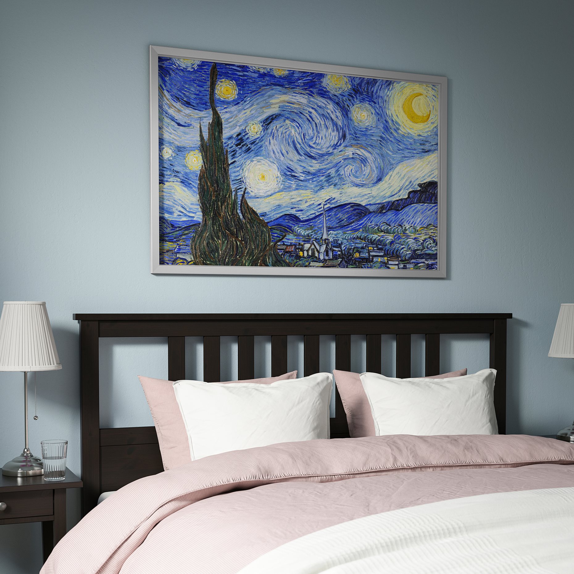 BJÖRKSTA, picture with frame/Starry Night, 118x78 cm, 693.846.37