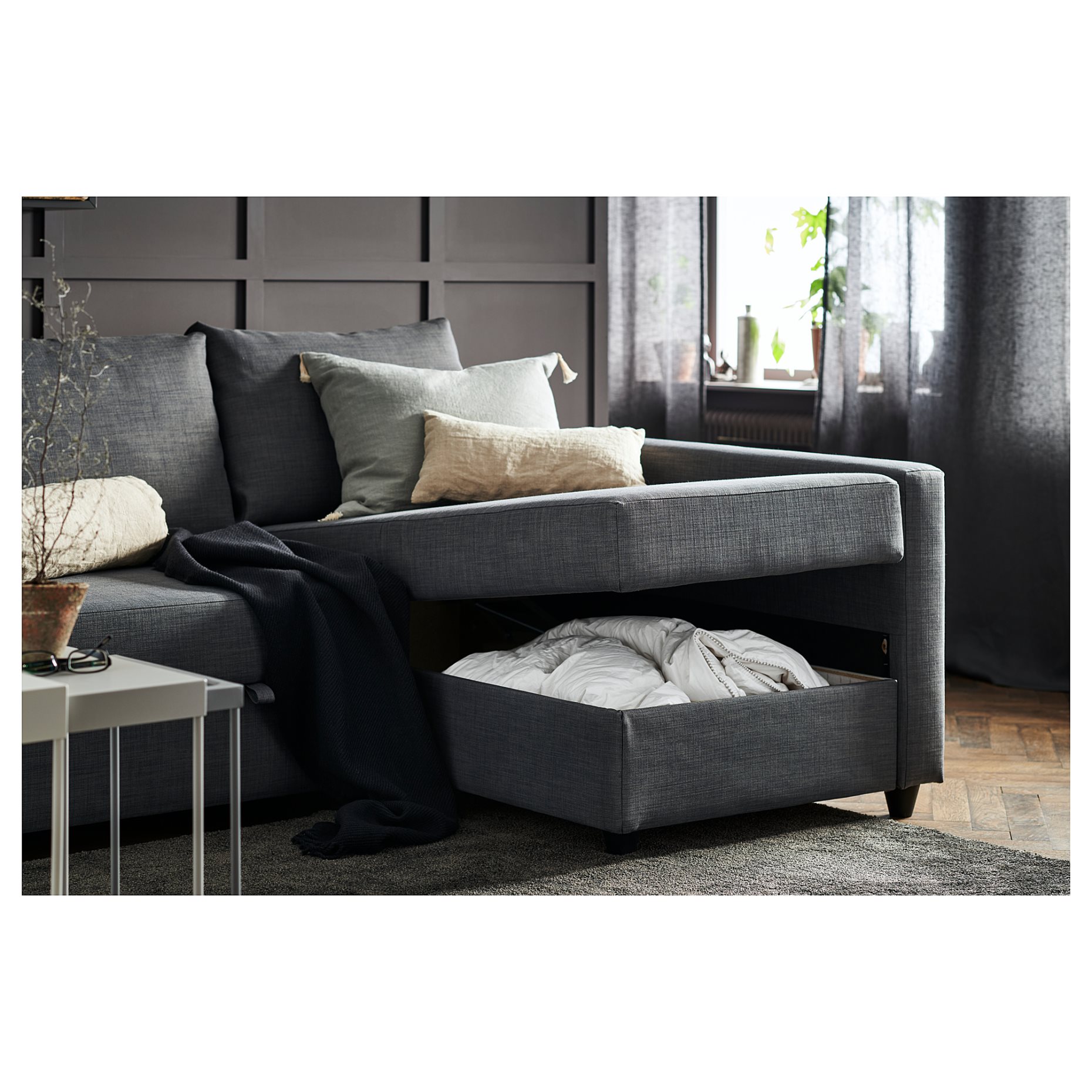 FRIHETEN/KLAGSHAMN, corner sofa-bed with storage, 694.443.30